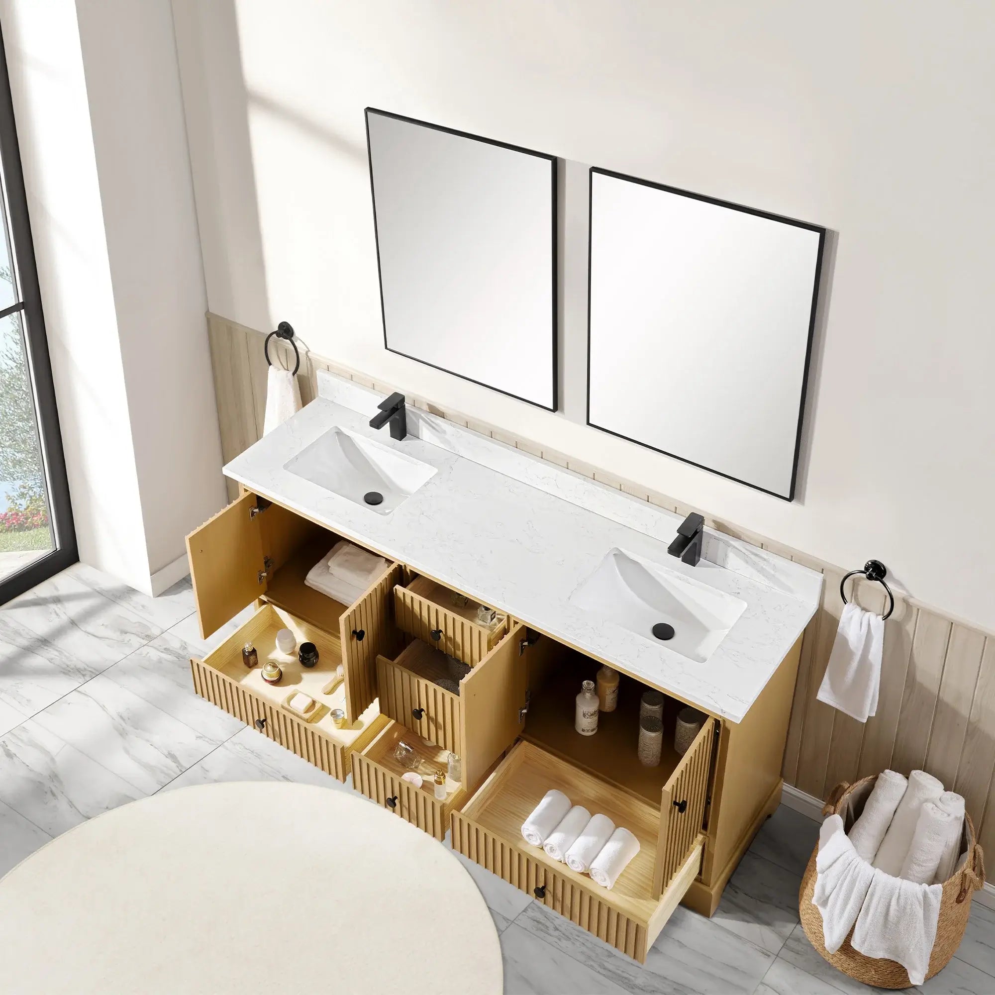 Sicily 72" Double Sink Bathroom Vanity with Countertop