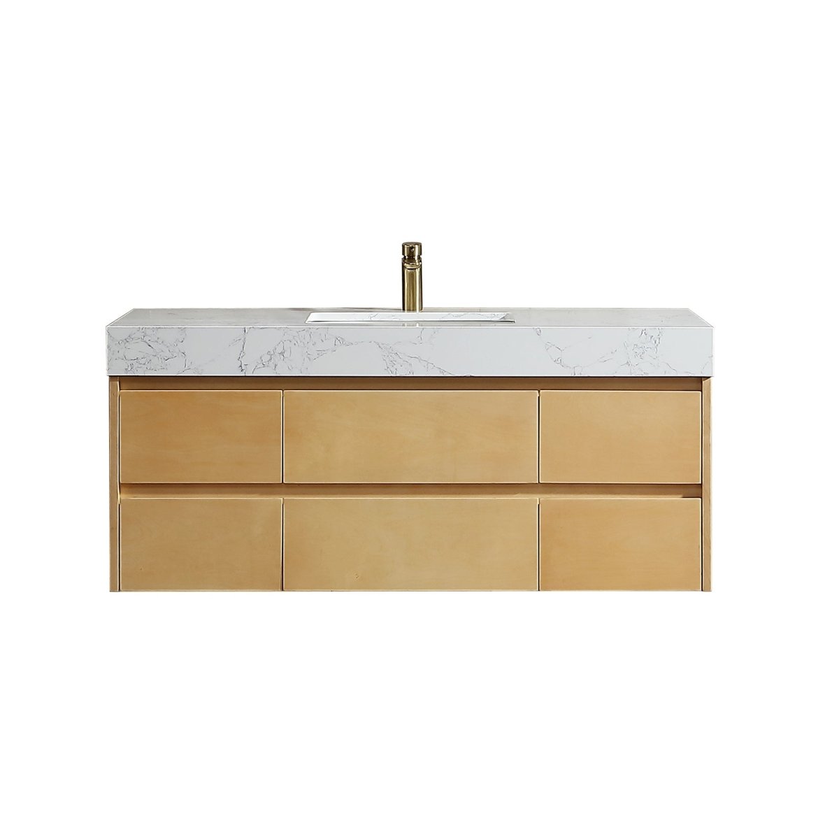 Maple Wood 48" Modern Luxury Bathroom Vanity with Stone Countertop