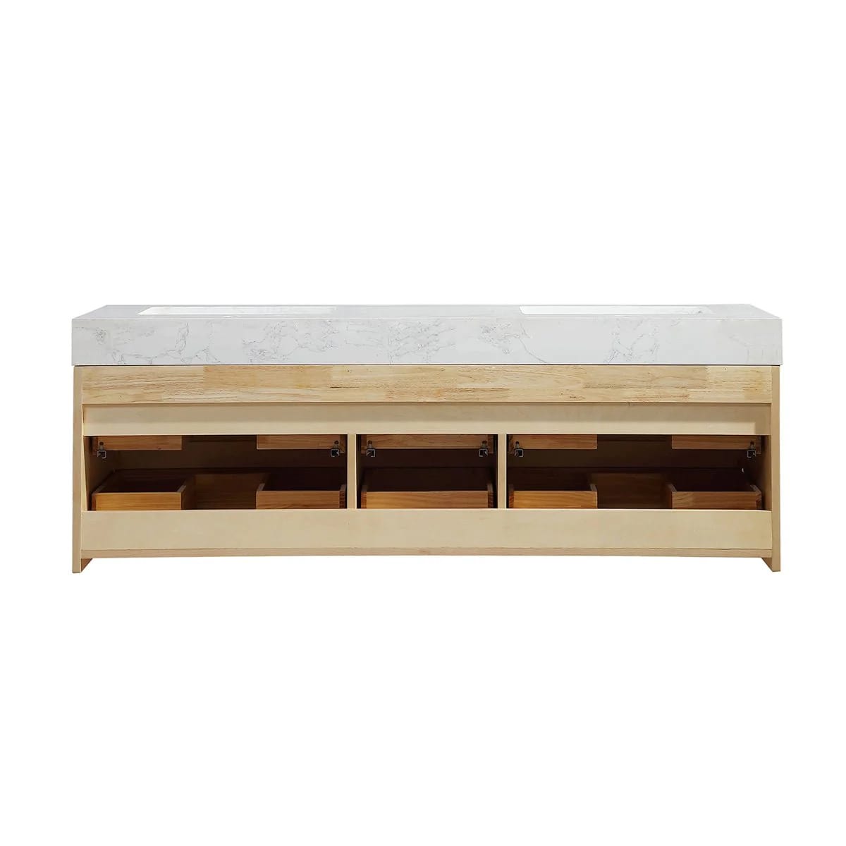 Sleek 60" Modern Maple Wood Luxury Bathroom Vanity with Stone Slab Countertop