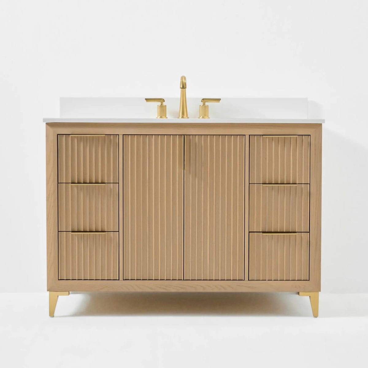 Turlington 48-inch bathroom vanity in Natural Oak — front view