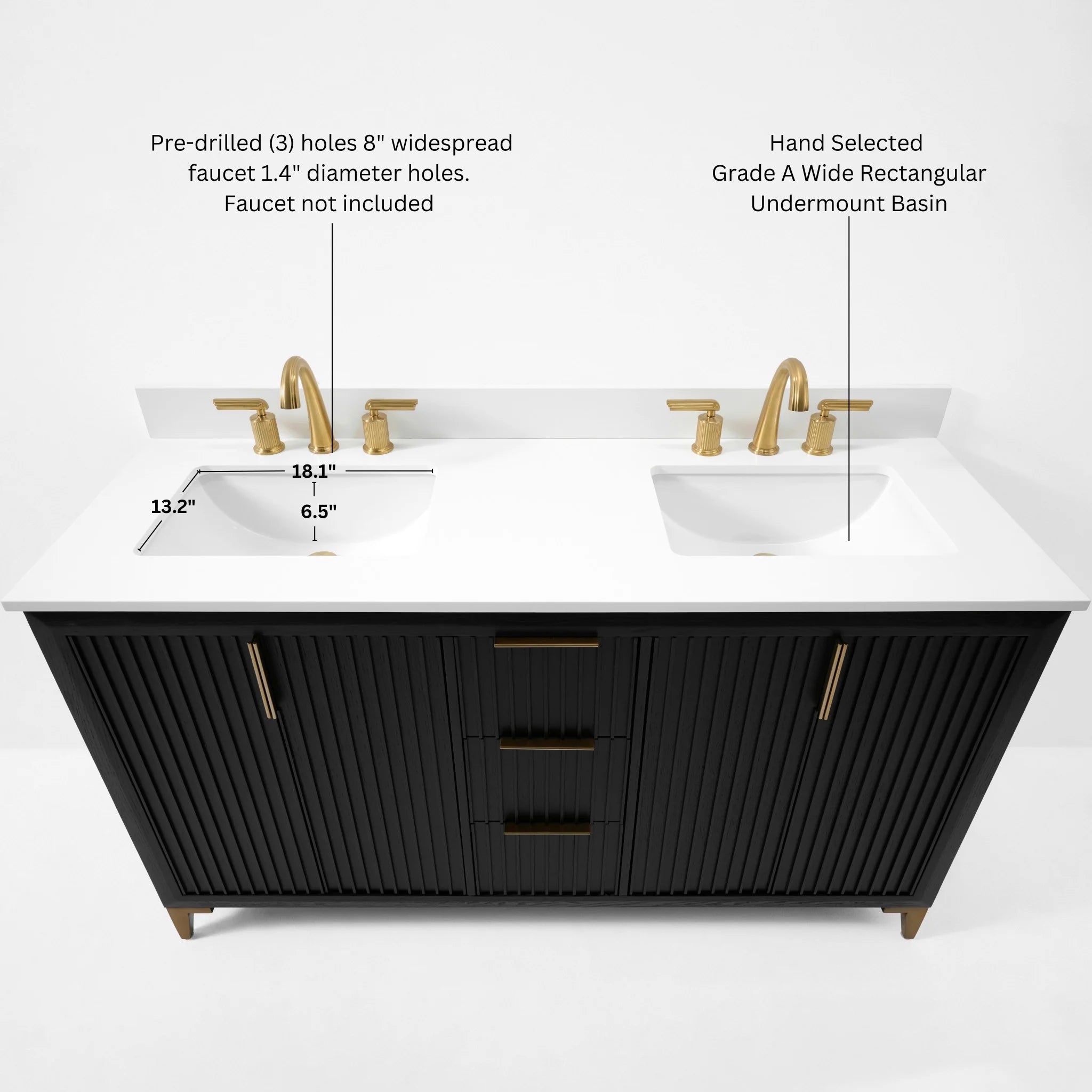 Turlington 60" Bath Vanity Set Finish with Alpine White Quartz Top