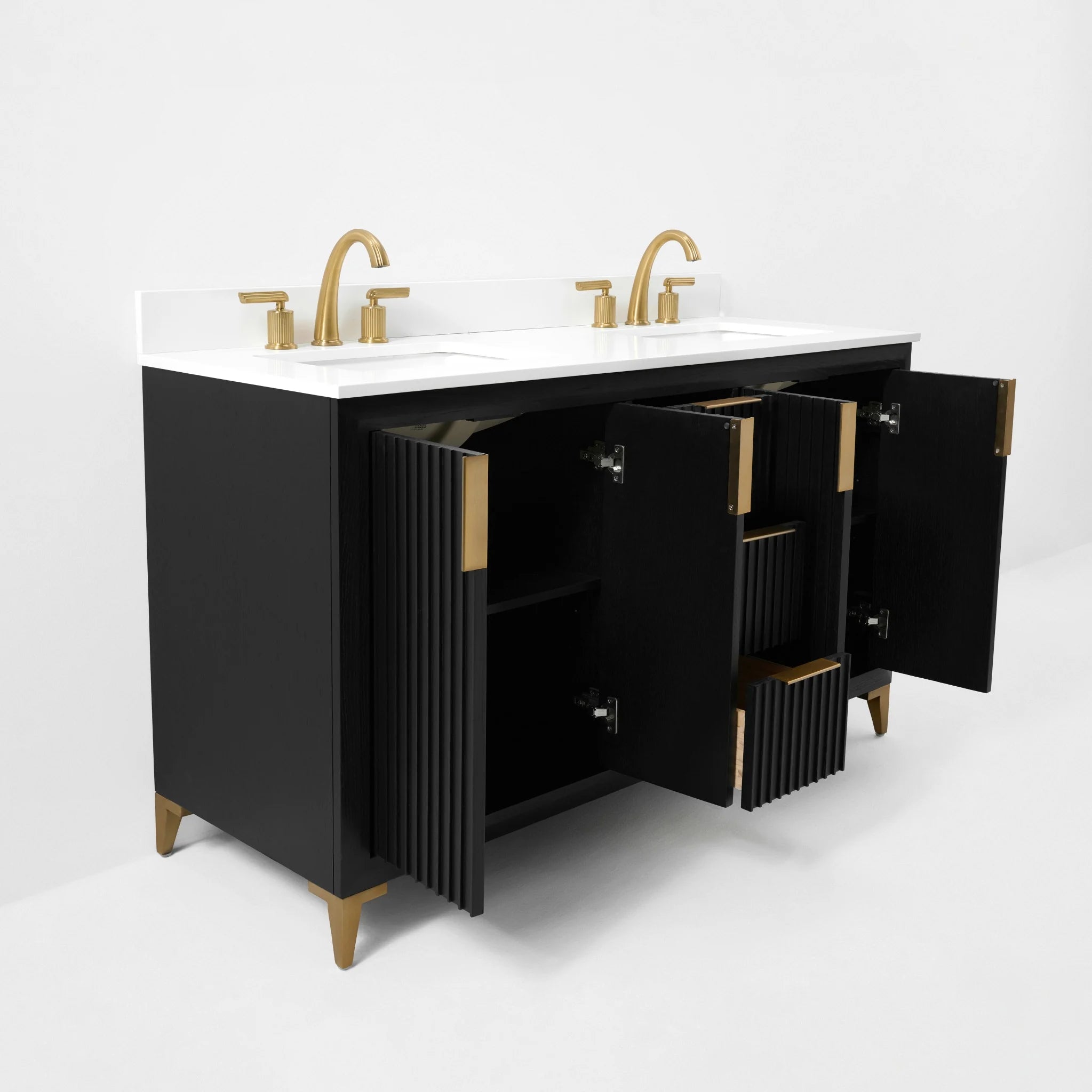 Turlington 60" Bath Vanity Set Finish with Alpine White Quartz Top