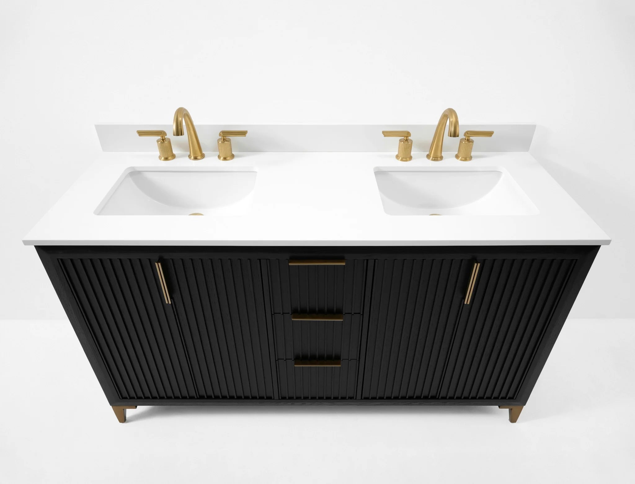 Turlington 60" Bath Vanity Set Finish with Alpine White Quartz Top