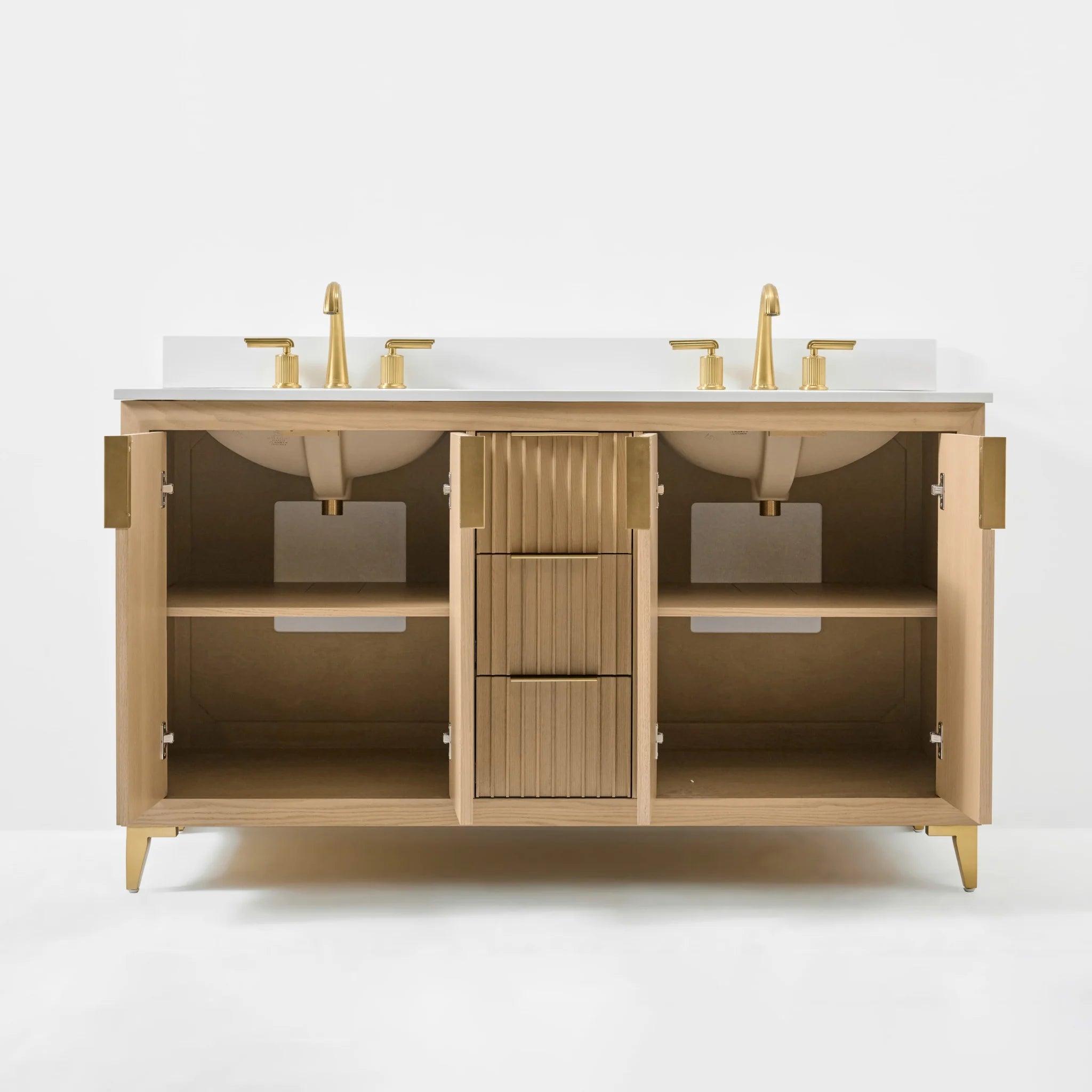 Turlington 60" Bath Vanity Set Finish with Alpine White Quartz Top