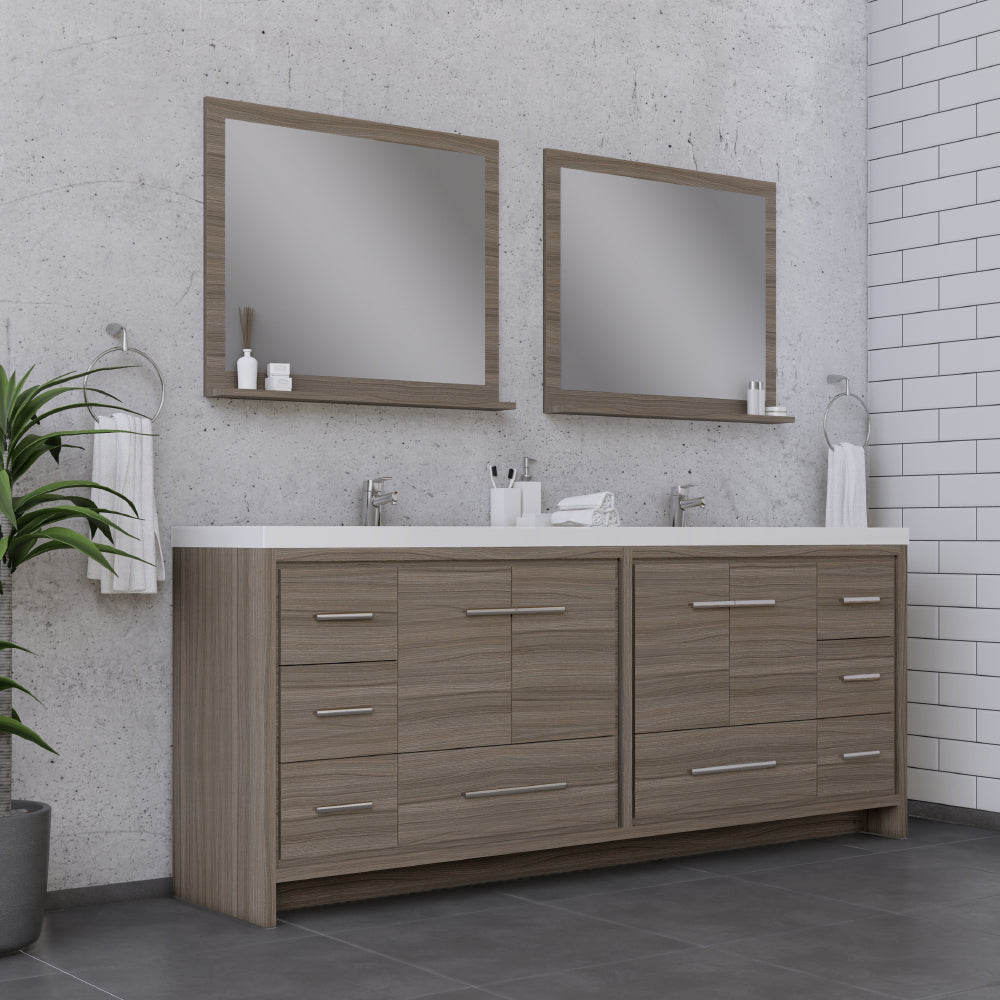 Sortino 84" Double Modern Bathroom Vanity with Acrylic Double Top