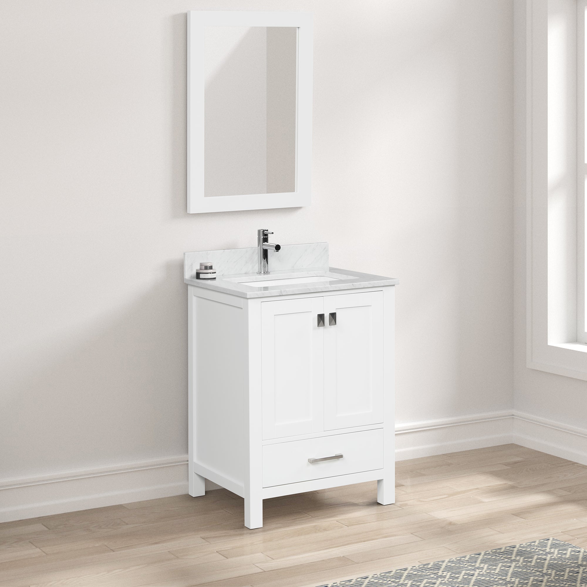 Geneva 24" Bathroom Vanity with Marble Countertop - Contemporary Bathroom Vanity