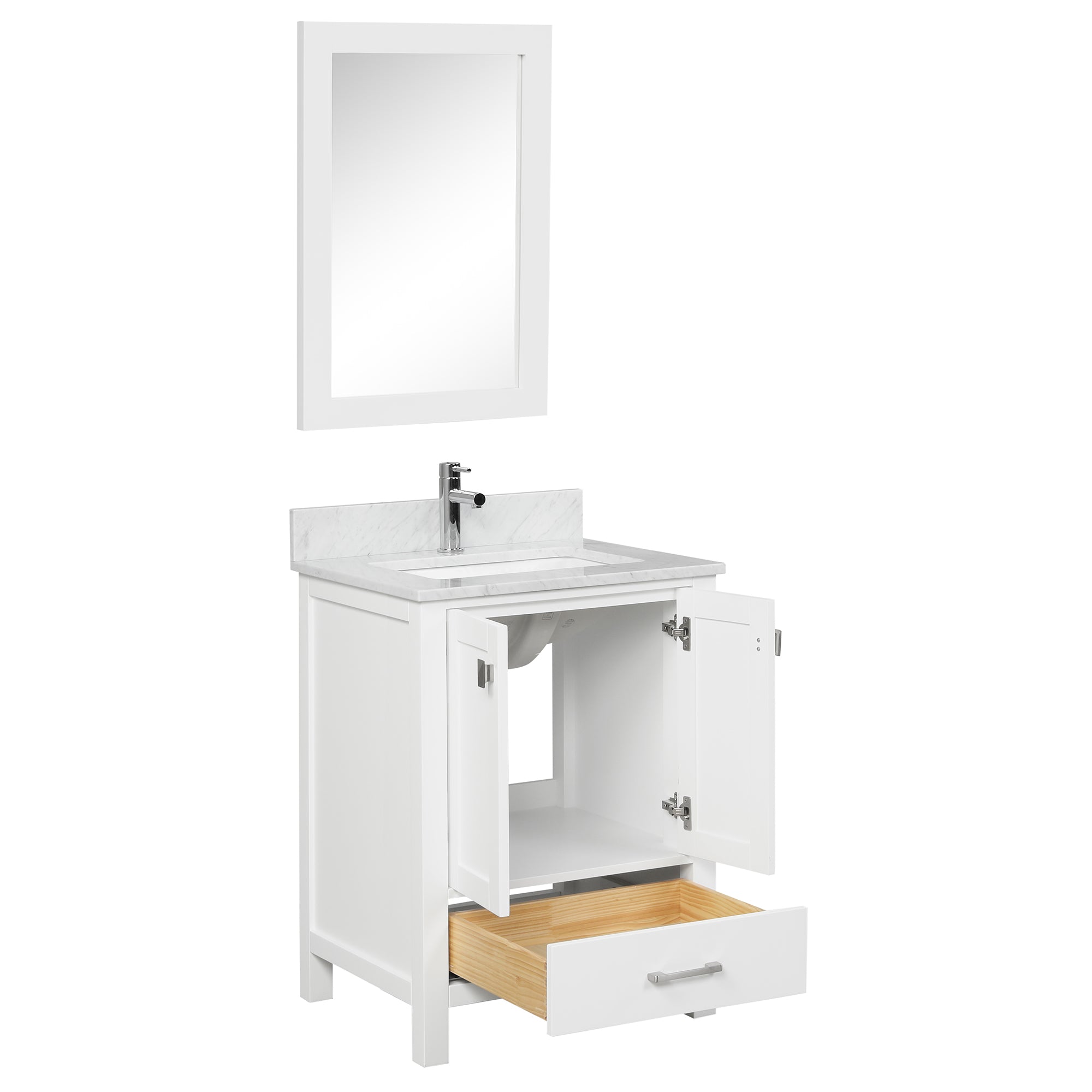 Geneva 24" Bathroom Vanity with Marble Countertop - Contemporary Bathroom Vanity