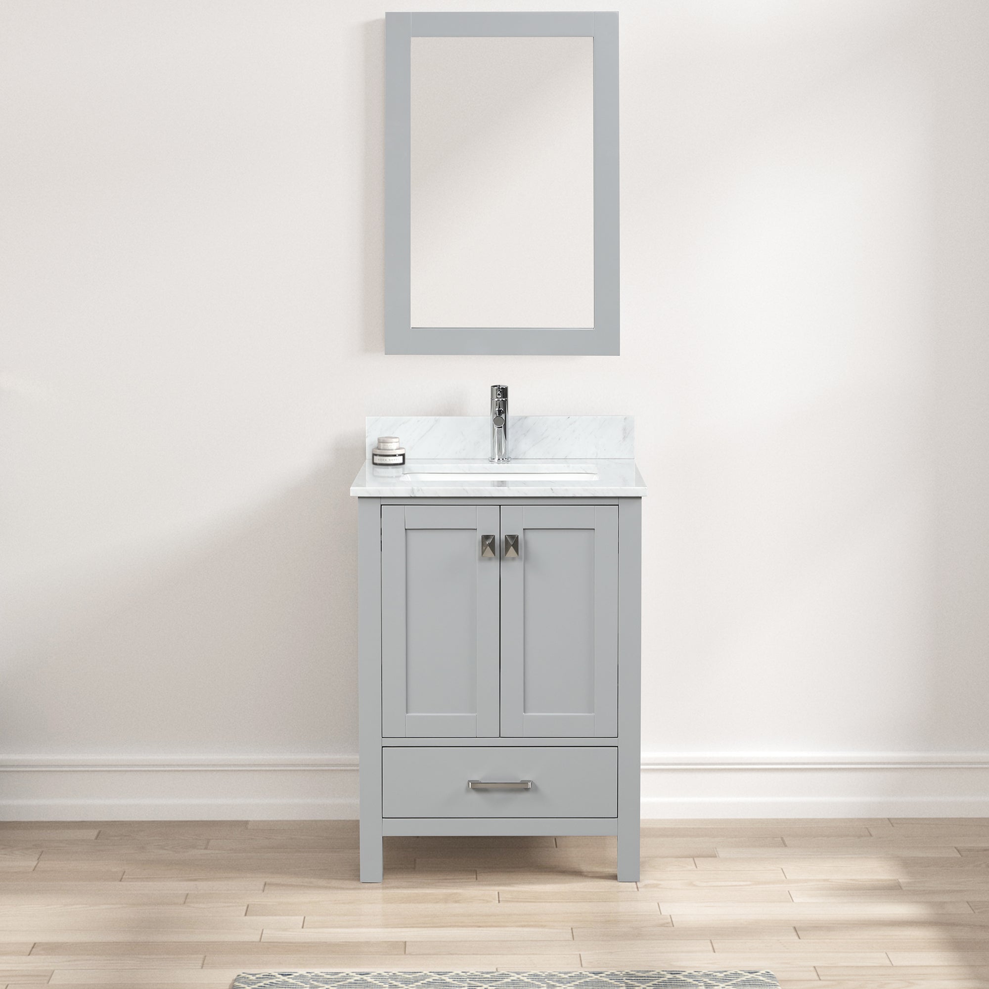 Geneva 24" Bathroom Vanity with Marble Countertop - Contemporary Bathroom Vanity