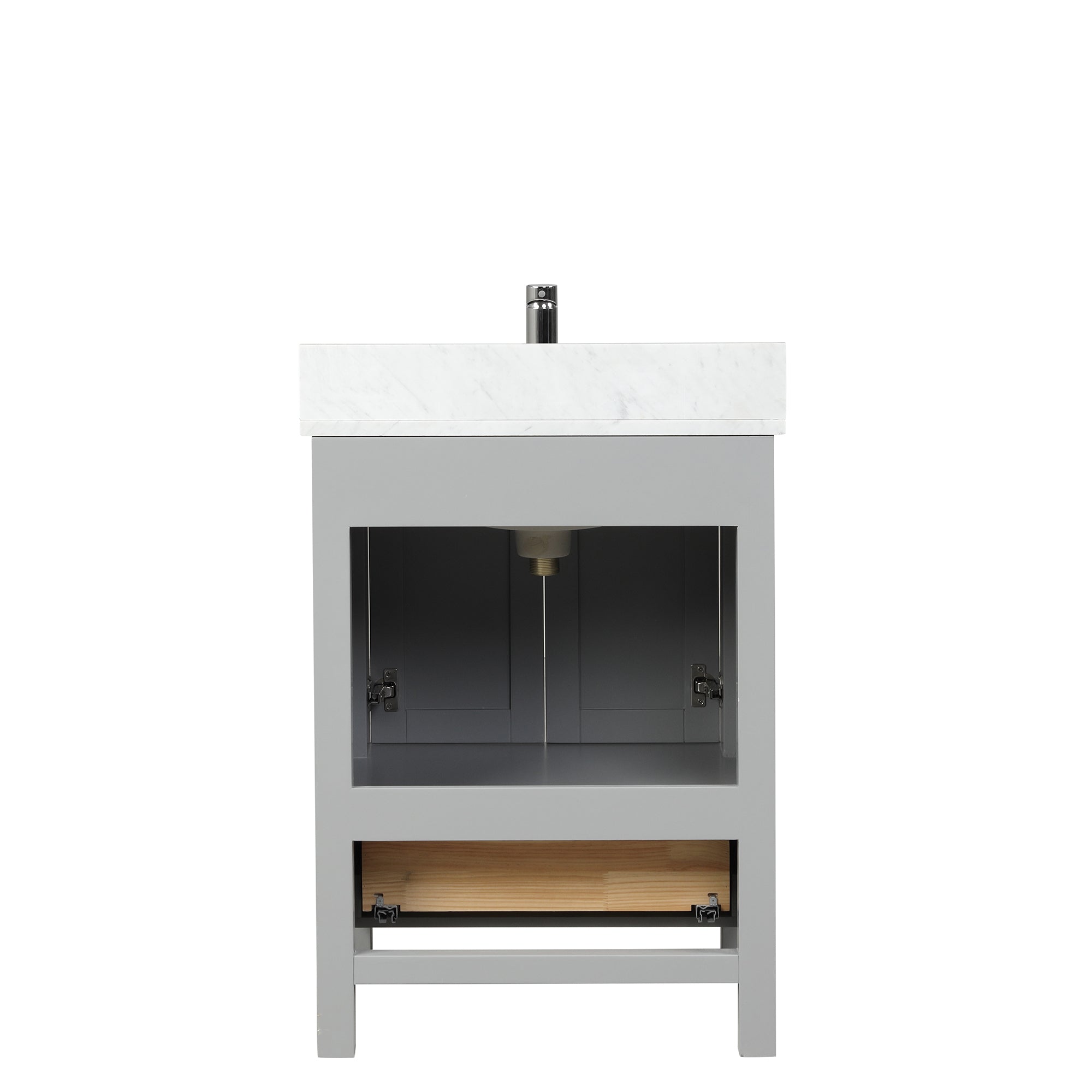 Geneva 24" Grey Bathroom Vanity with Marble Countertop - Contemporary Bathroom Vanity