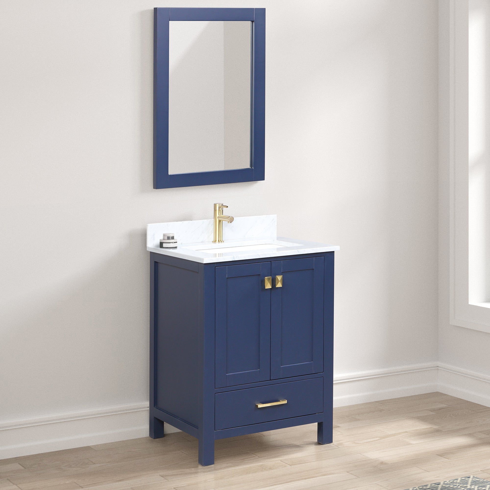 Geneva 24" Bathroom Vanity with Marble Countertop - Contemporary Bathroom Vanity