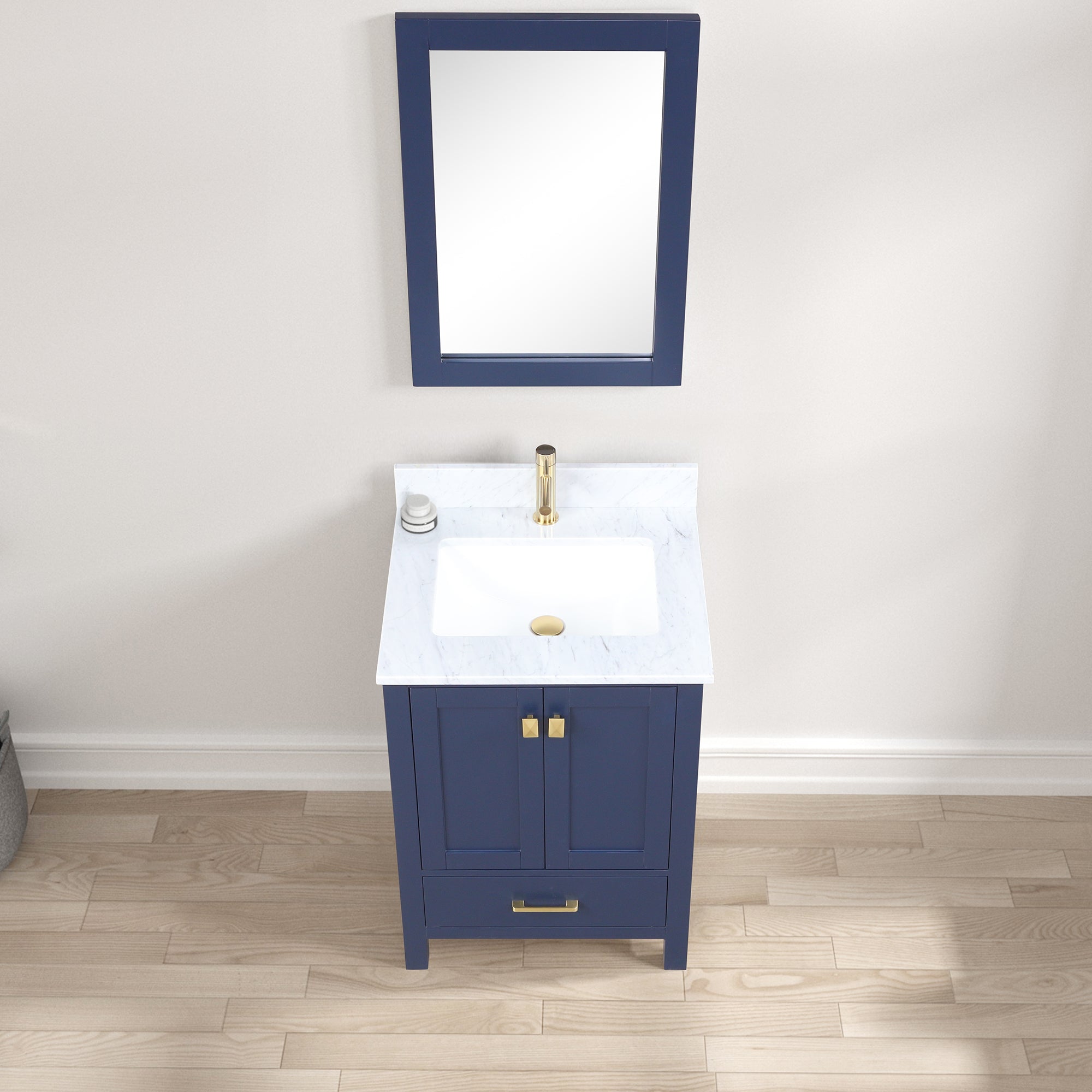 Geneva 24" Bathroom Vanity with Marble Countertop - Contemporary Bathroom Vanity