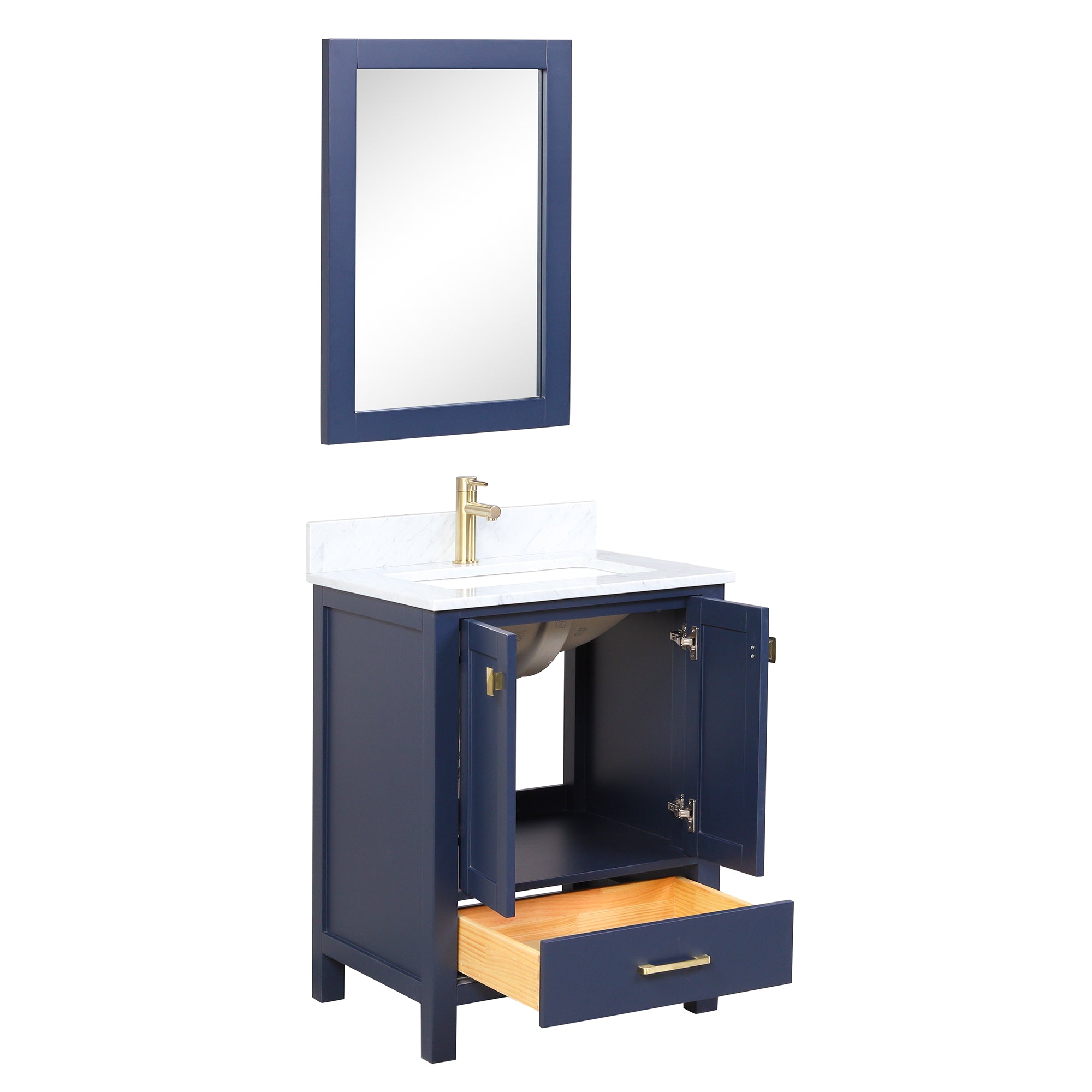 Geneva 24" Bathroom Vanity with Marble Countertop - Contemporary Bathroom Vanity