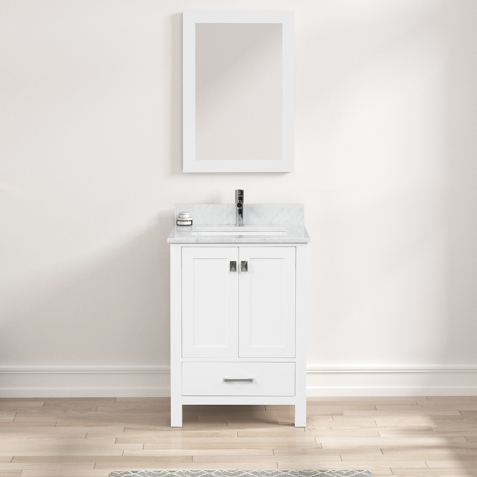 Geneva 24" Bathroom Vanity with Marble Countertop - Contemporary Bathroom Vanity