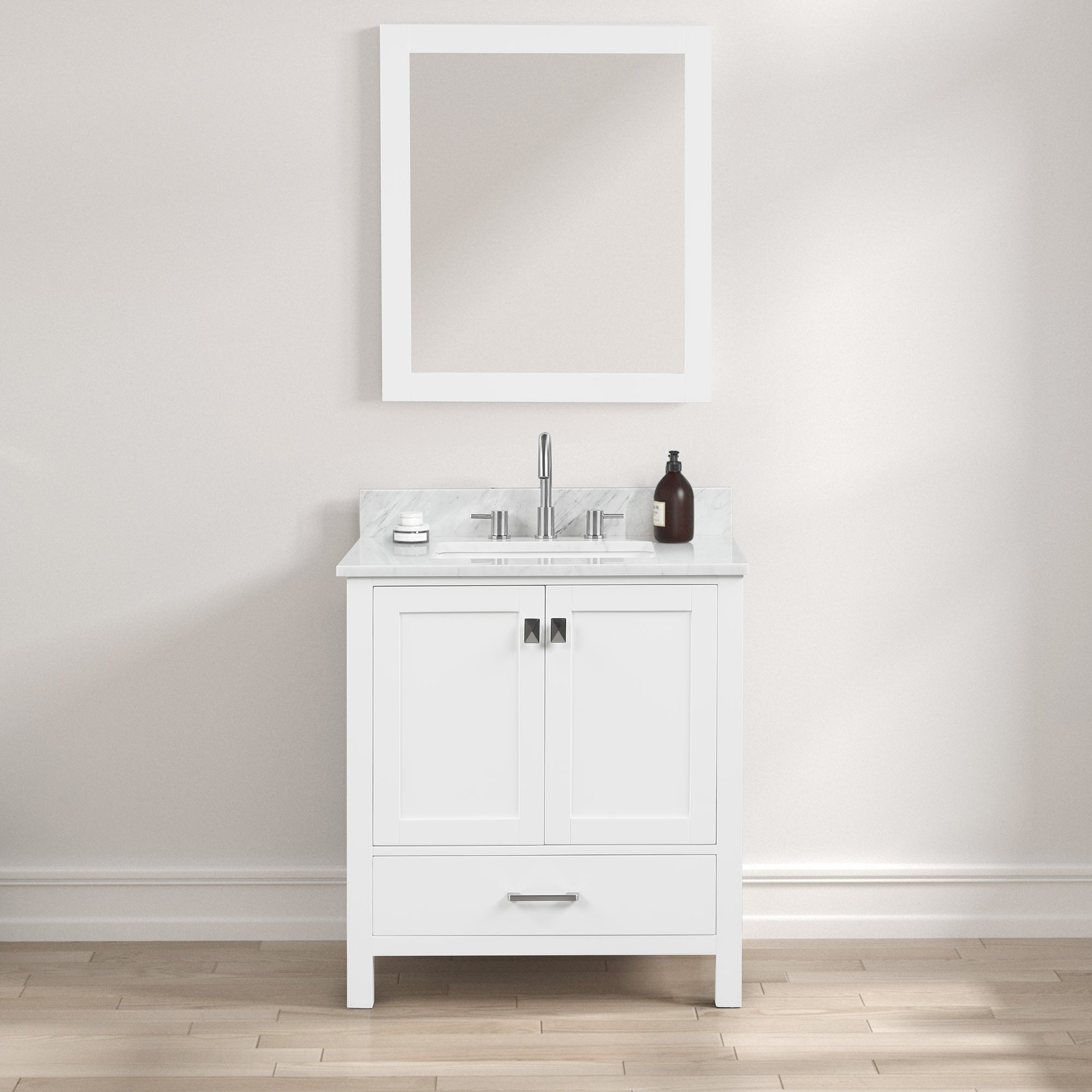 Geneva 30" Bathroom Vanity with Marble Countertop - Contemporary Bathroom Vanity