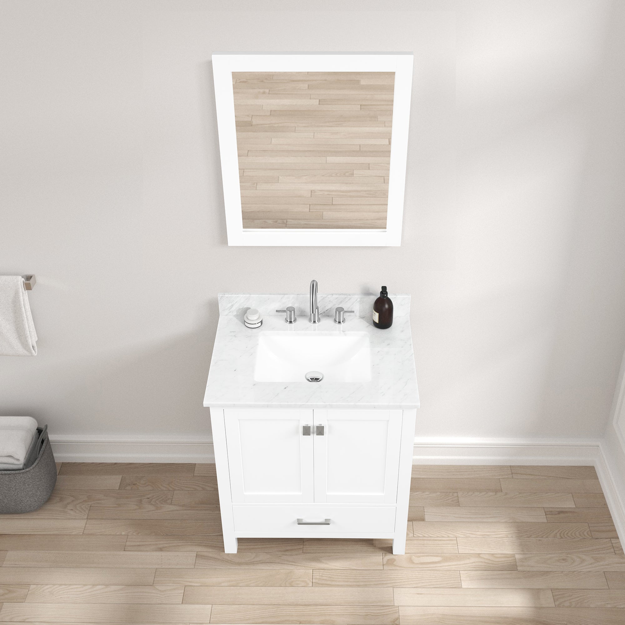 Geneva 30" Bathroom Vanity with Marble Countertop - Contemporary Bathroom Vanity