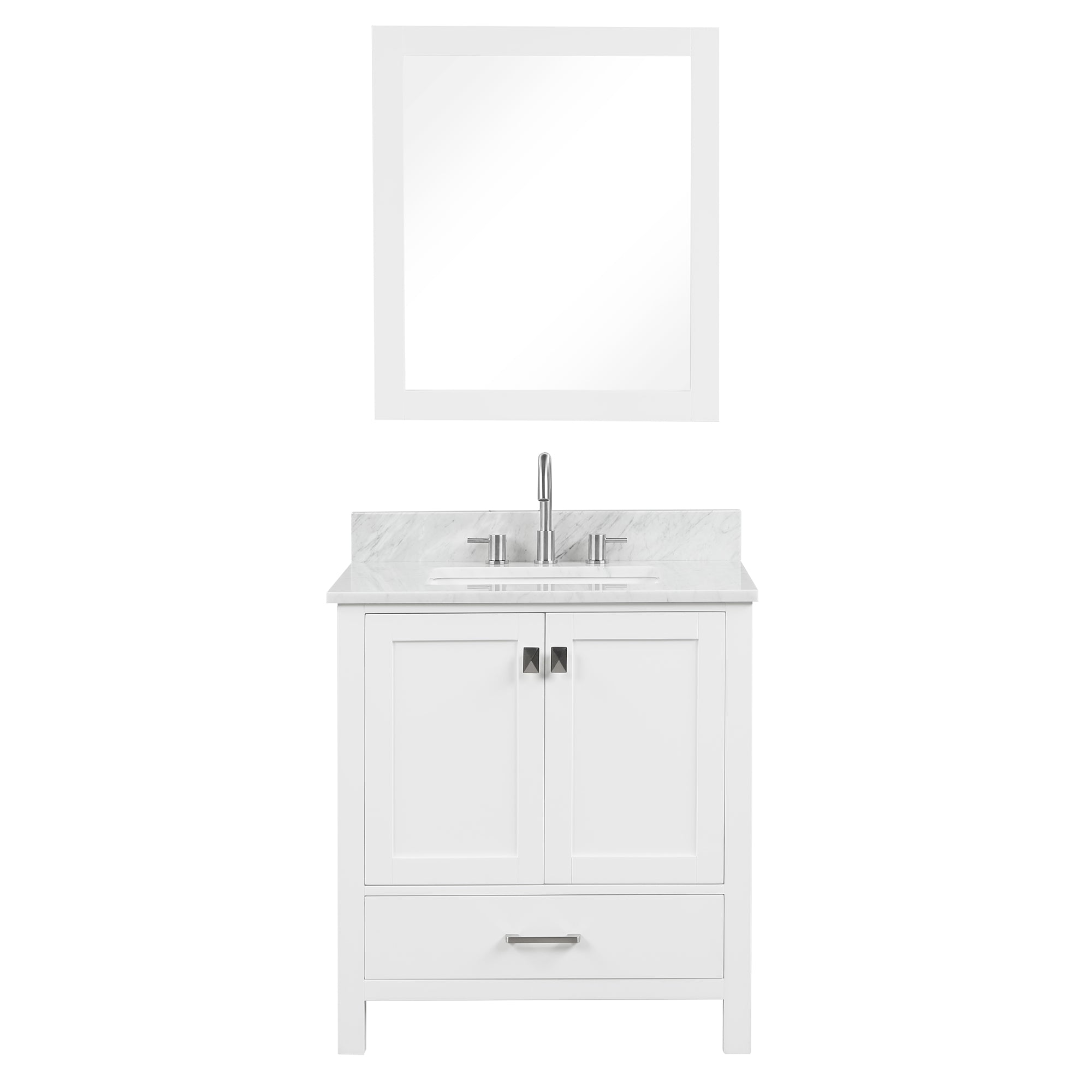 Geneva 30" Bathroom Vanity with Marble Countertop - Contemporary Bathroom Vanity