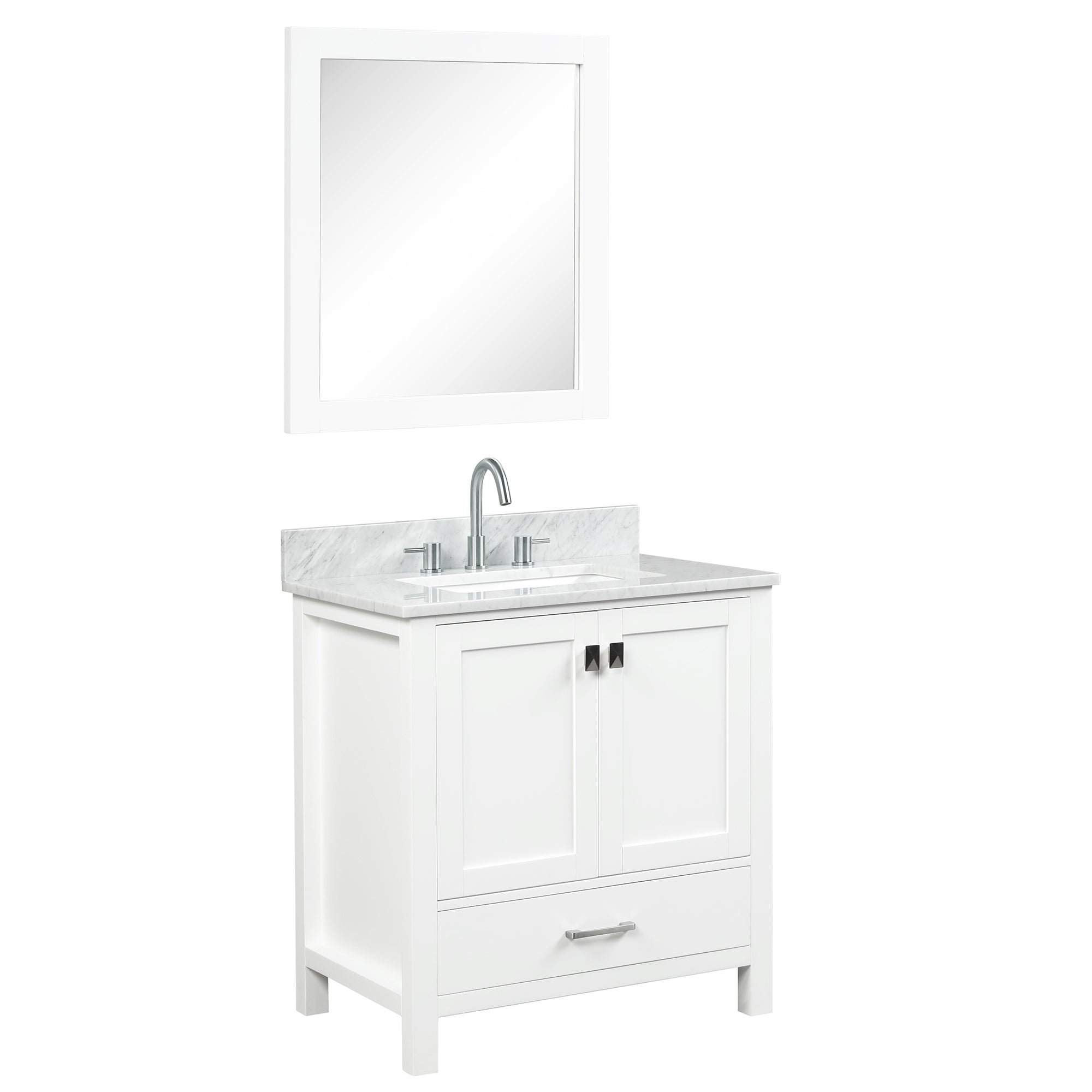 Geneva 30" Bathroom Vanity with Marble Countertop - Contemporary Bathroom Vanity