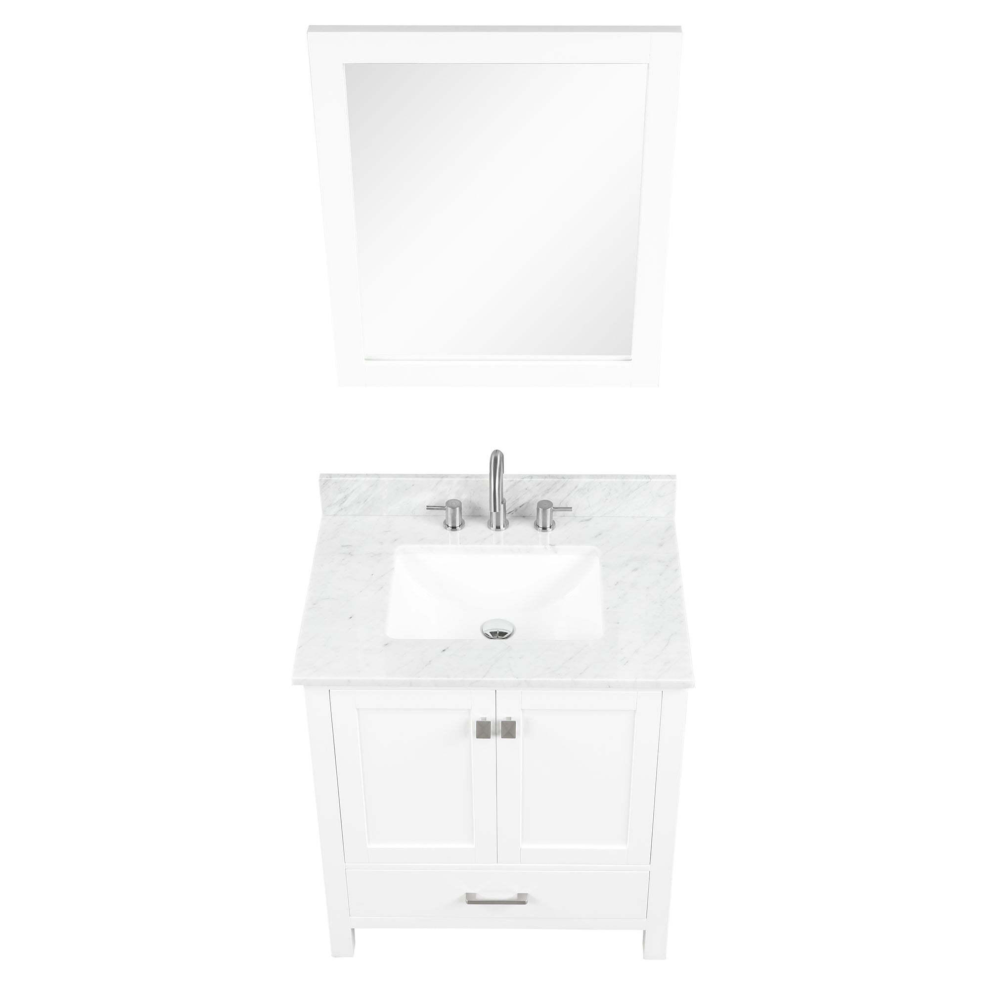 Geneva 30" Bathroom Vanity with Marble Countertop - Contemporary Bathroom Vanity