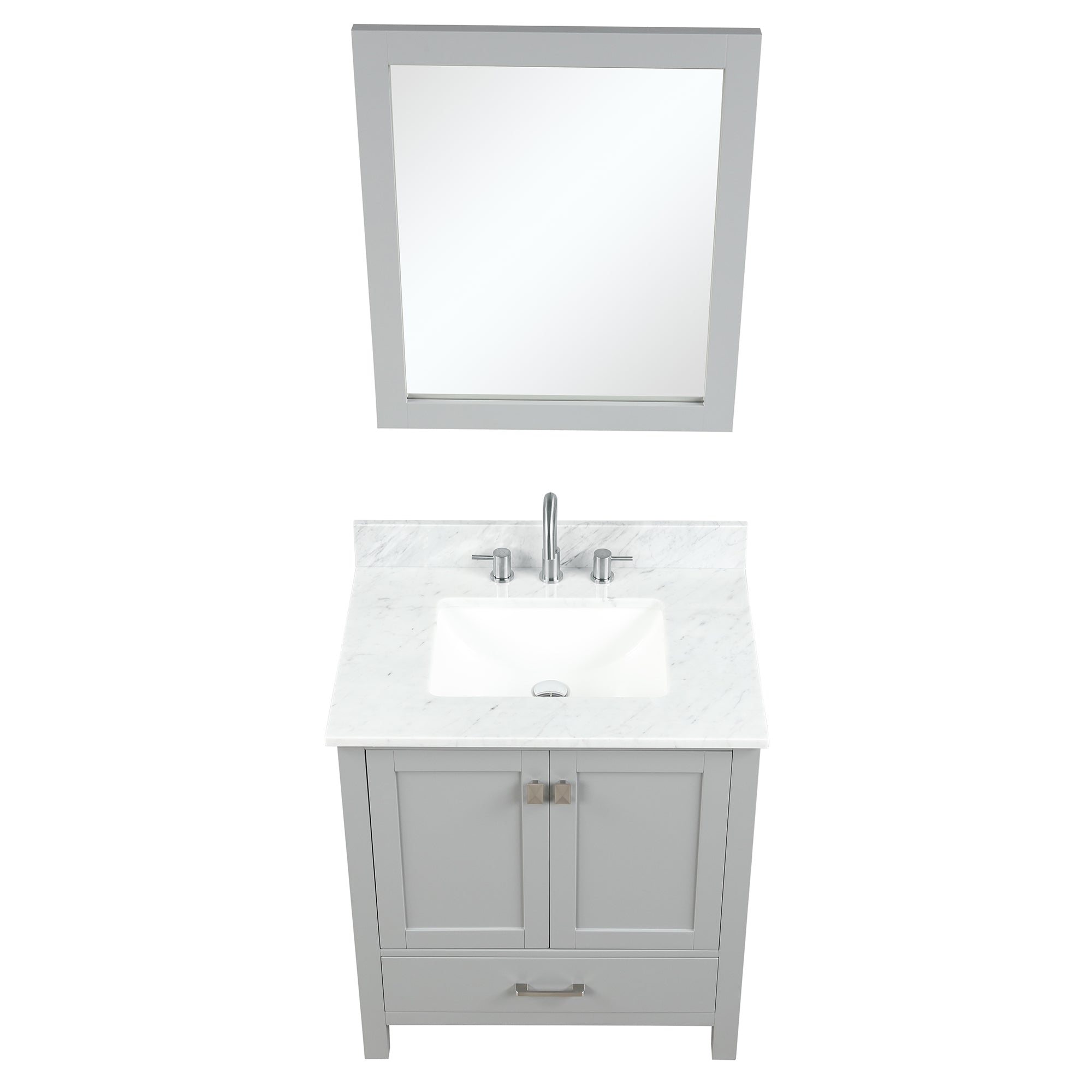 Geneva 30" Grey Bathroom Vanity with Marble Countertop - Contemporary Bathroom Vanity