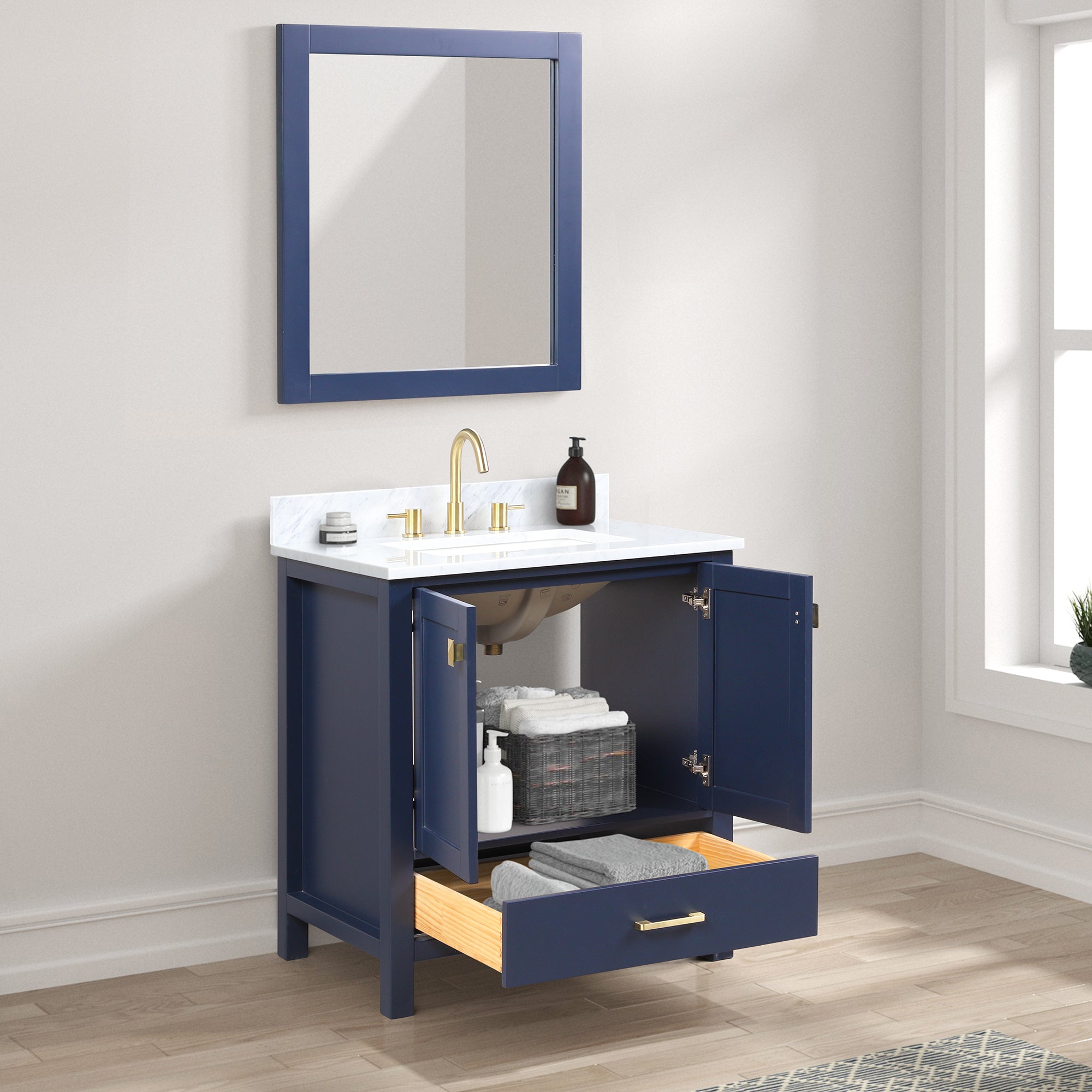 Geneva 30" Grey Bathroom Vanity with Sink - Contemporary Bathroom Vanity