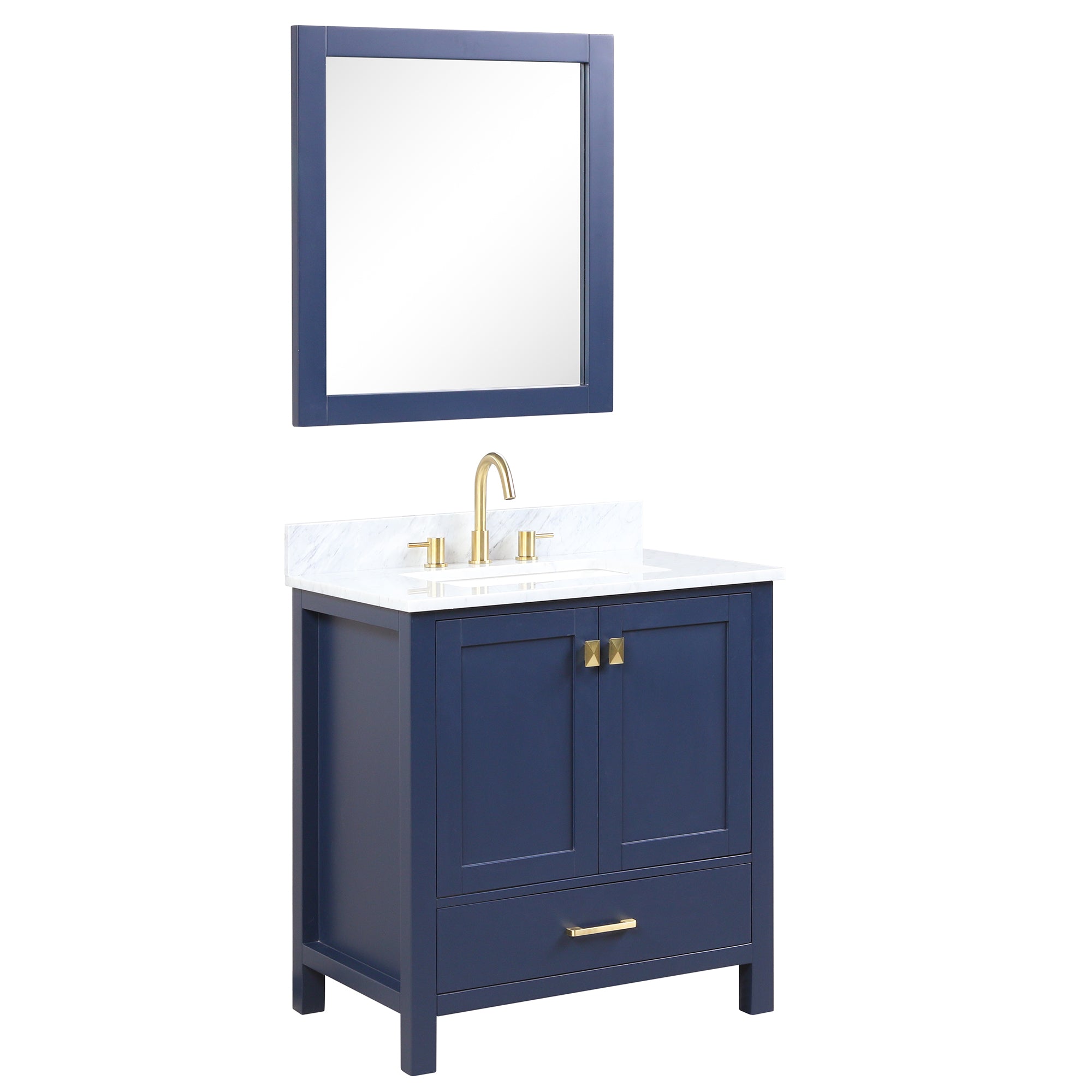 Geneva 30" Grey Bathroom Vanity with Marble Top - Contemporary Bathroom Vanity