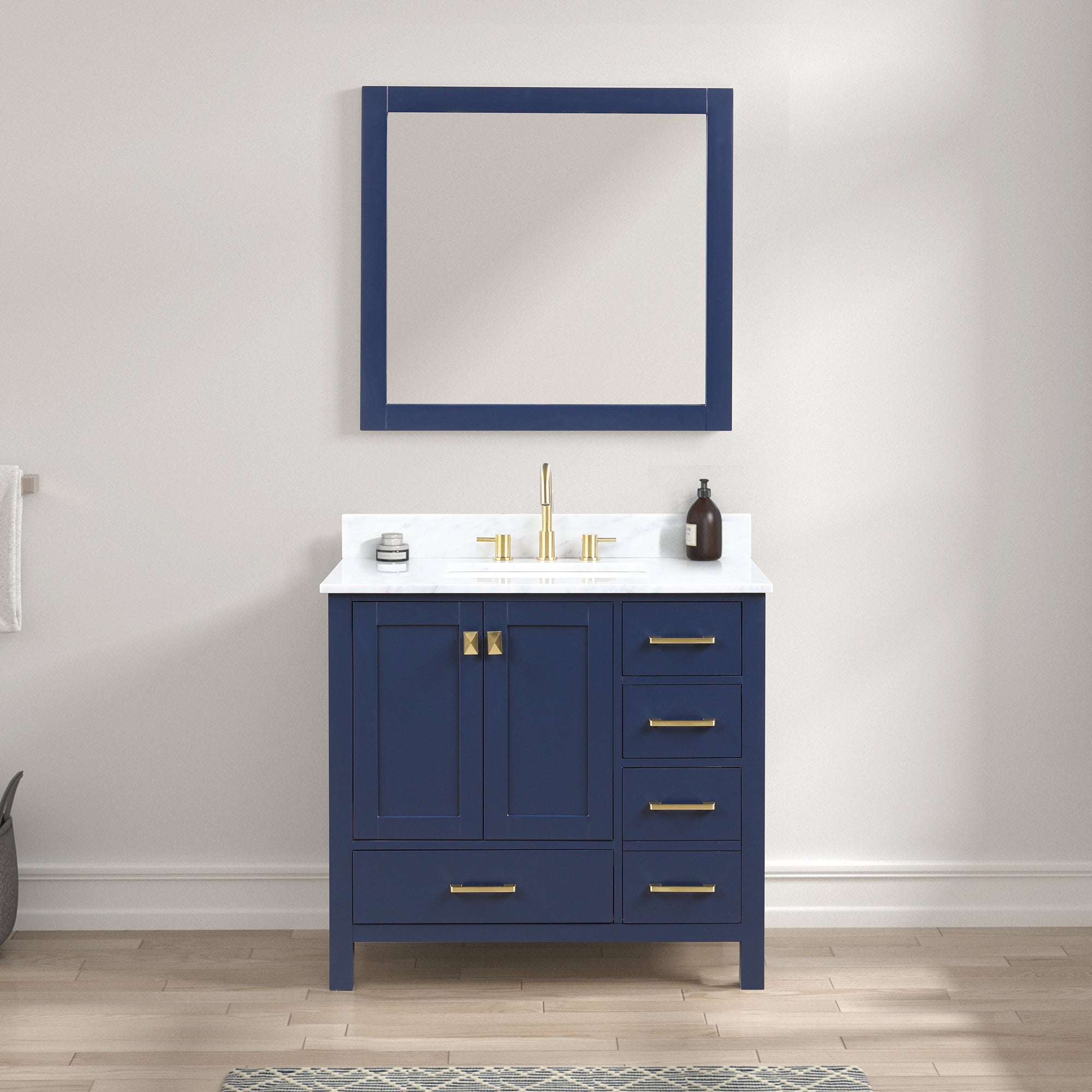Geneva 36" Bathroom Vanity with Marble Countertop - Contemporary Bathroom Vanity
