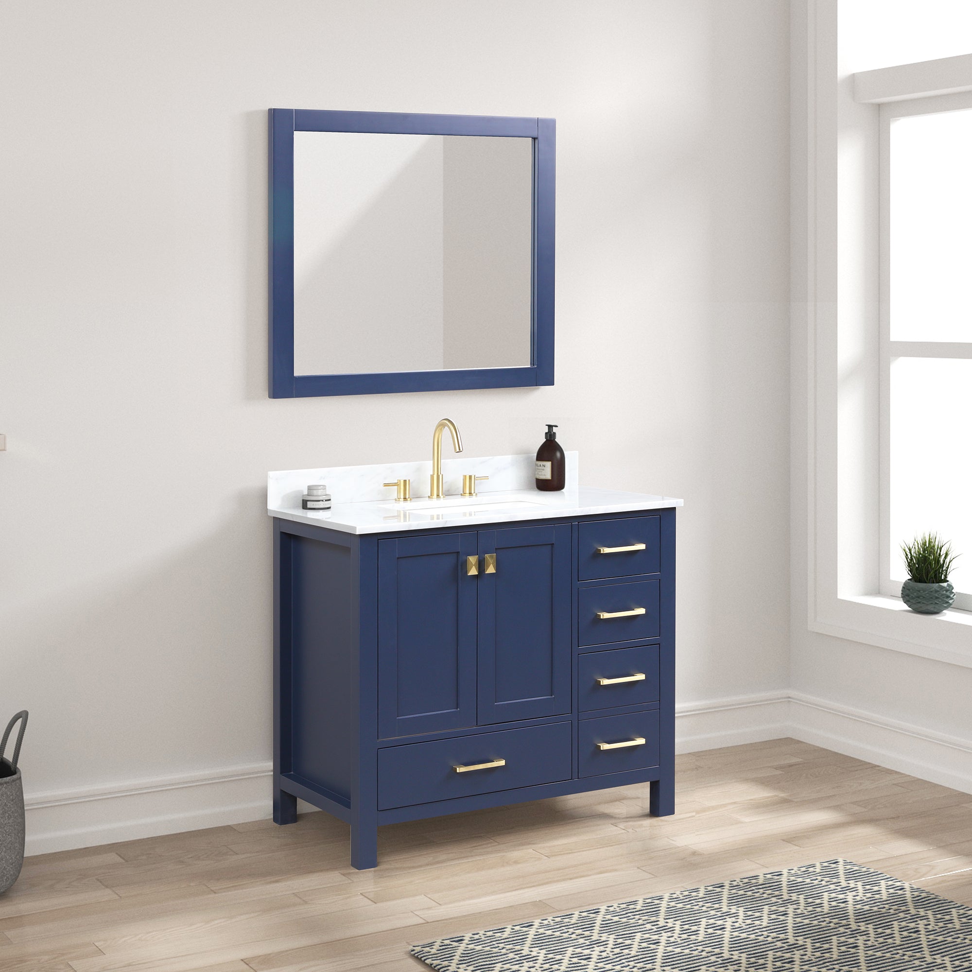 Geneva 36" Bathroom Vanity with Marble Countertop - Contemporary Bathroom Vanity