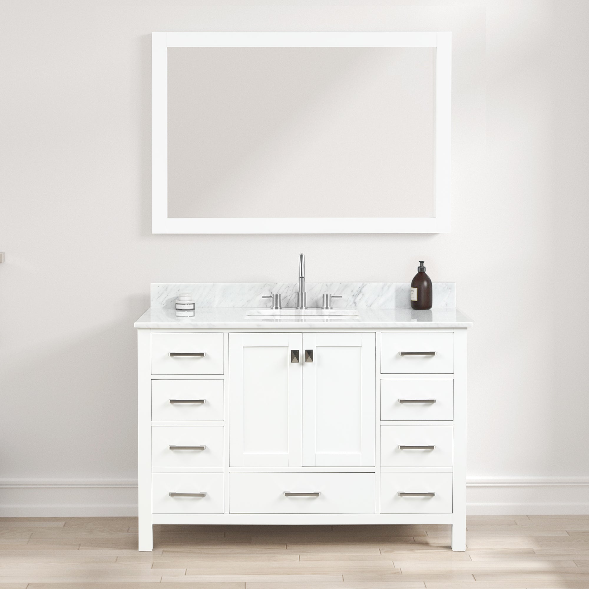Geneva 48" Bathroom Vanity with Marble Countertop - Contemporary Bathroom Vanity