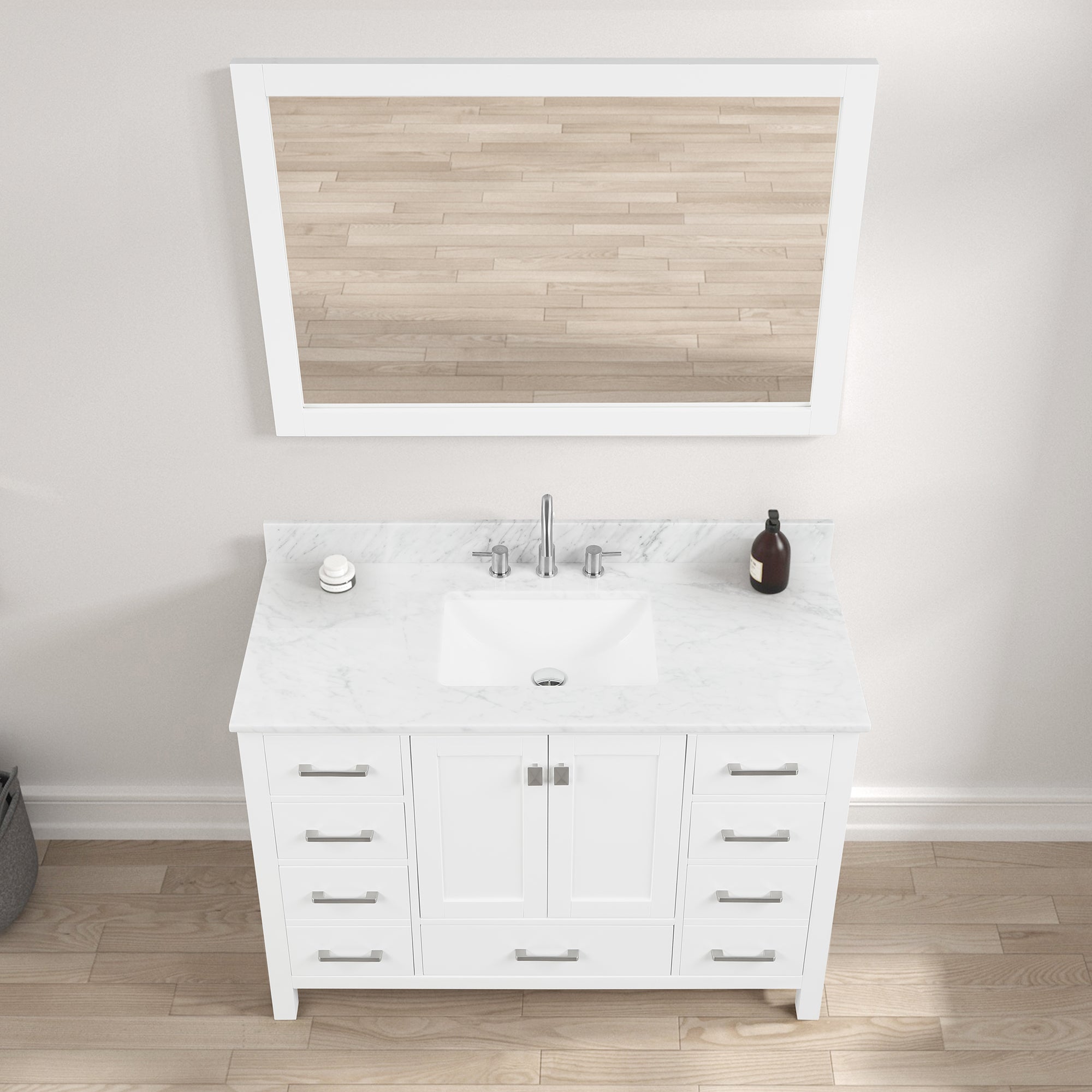 Geneva 48" Bathroom Vanity with Marble Countertop - Contemporary Bathroom Vanity