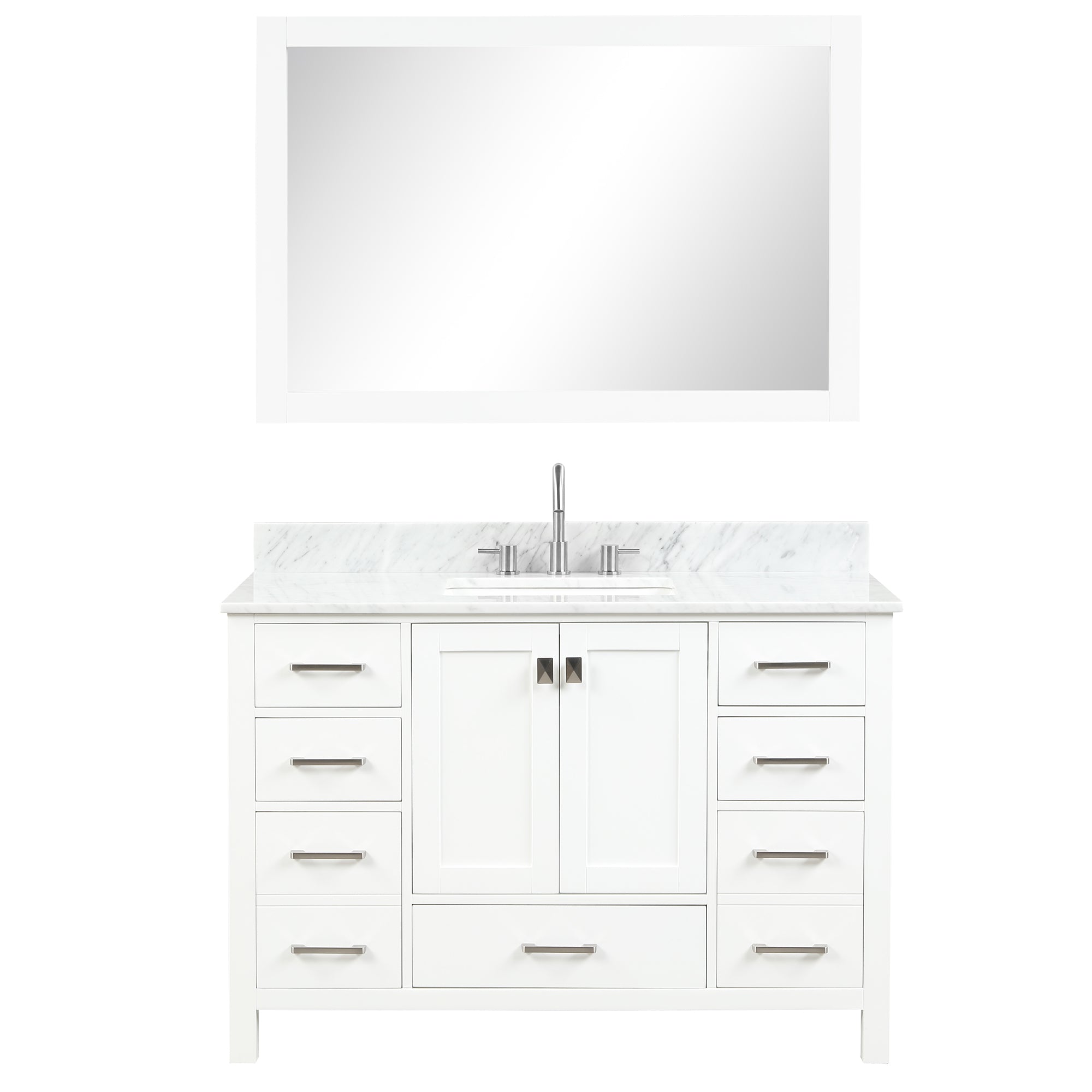Geneva 48" Bathroom Vanity with Marble Countertop - Contemporary Bathroom Vanity