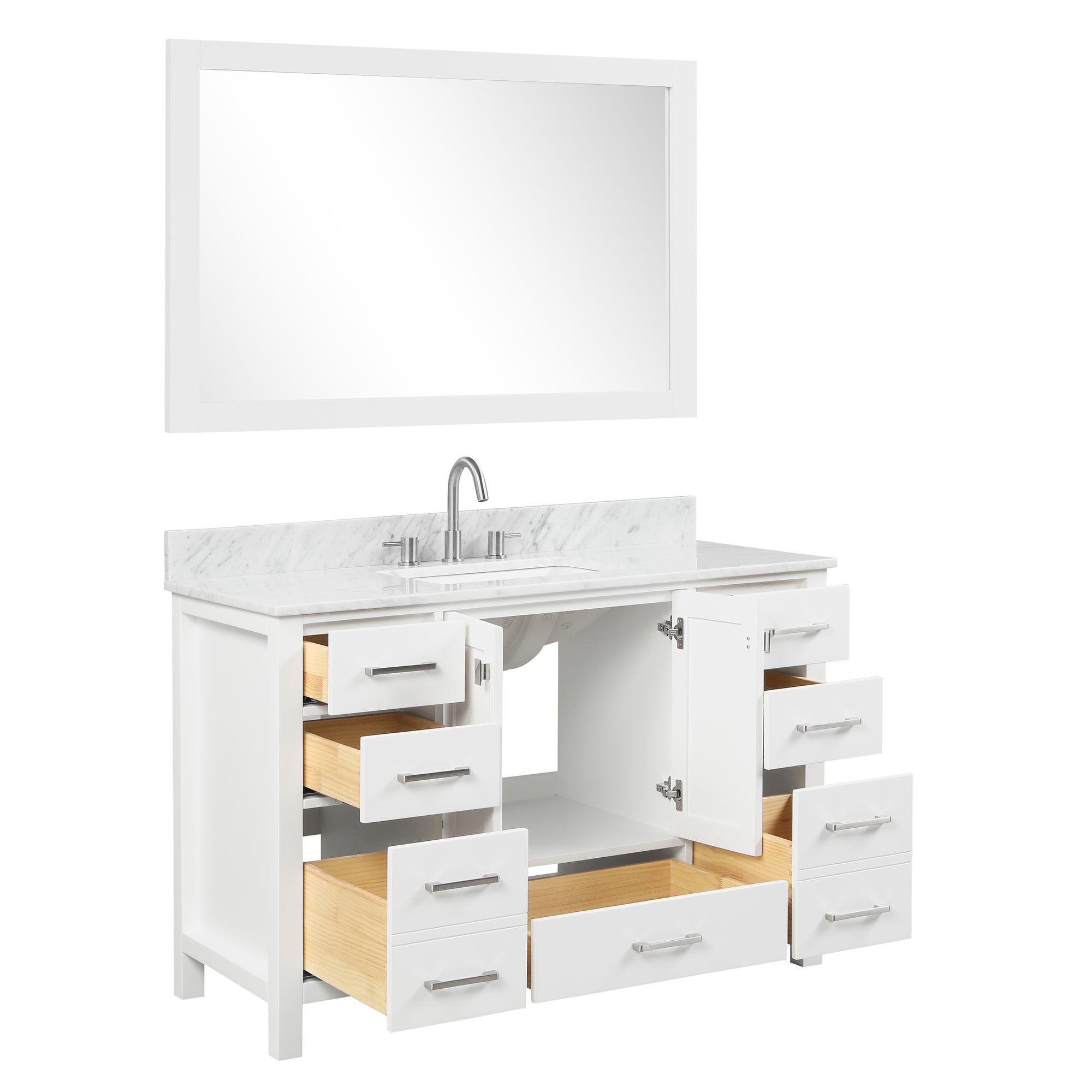 Geneva 48" Bathroom Vanity with Marble Countertop - Contemporary Bathroom Vanity
