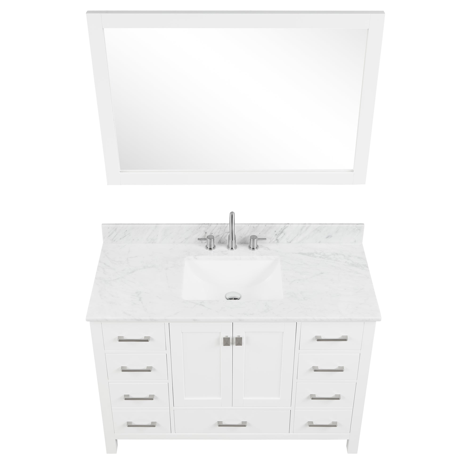 Geneva 48" Bathroom Vanity with Marble Countertop - Contemporary Bathroom Vanity