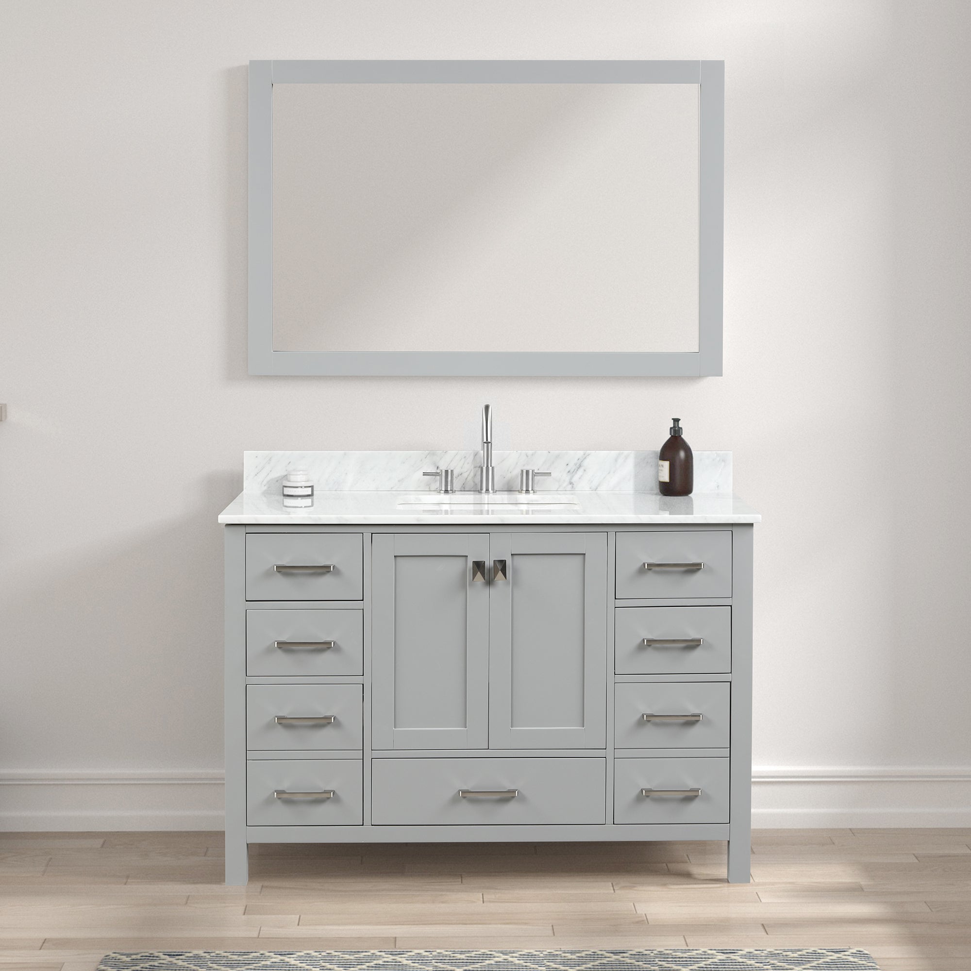 Geneva 48" Bathroom Vanity with Marble Countertop - Contemporary Bathroom Vanity