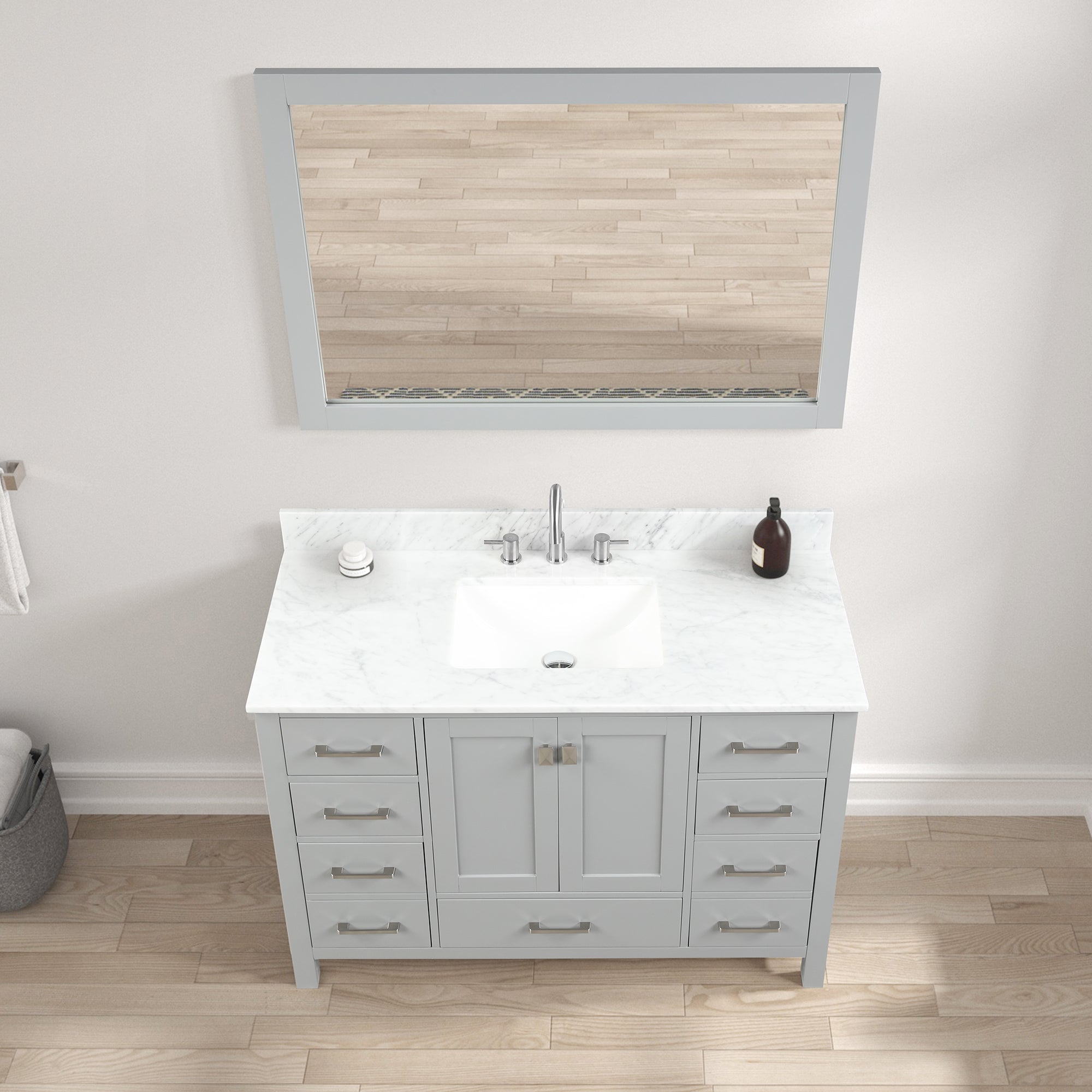 Geneva 48" Bathroom Vanity with Marble Countertop - Contemporary Bathroom Vanity