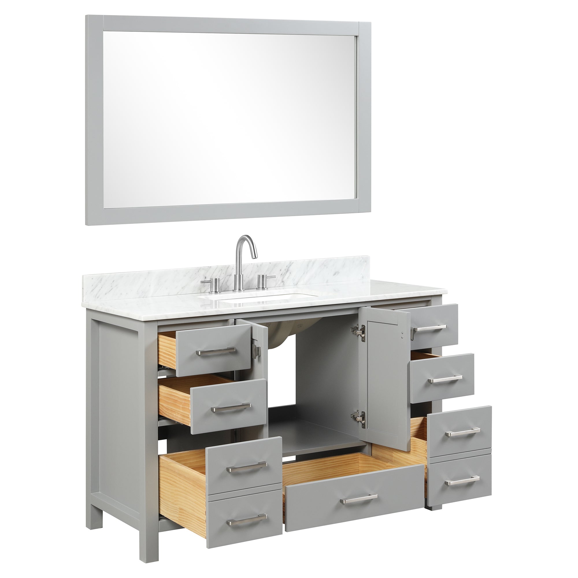 Geneva 48" Bathroom Vanity with Marble Countertop - Contemporary Bathroom Vanity