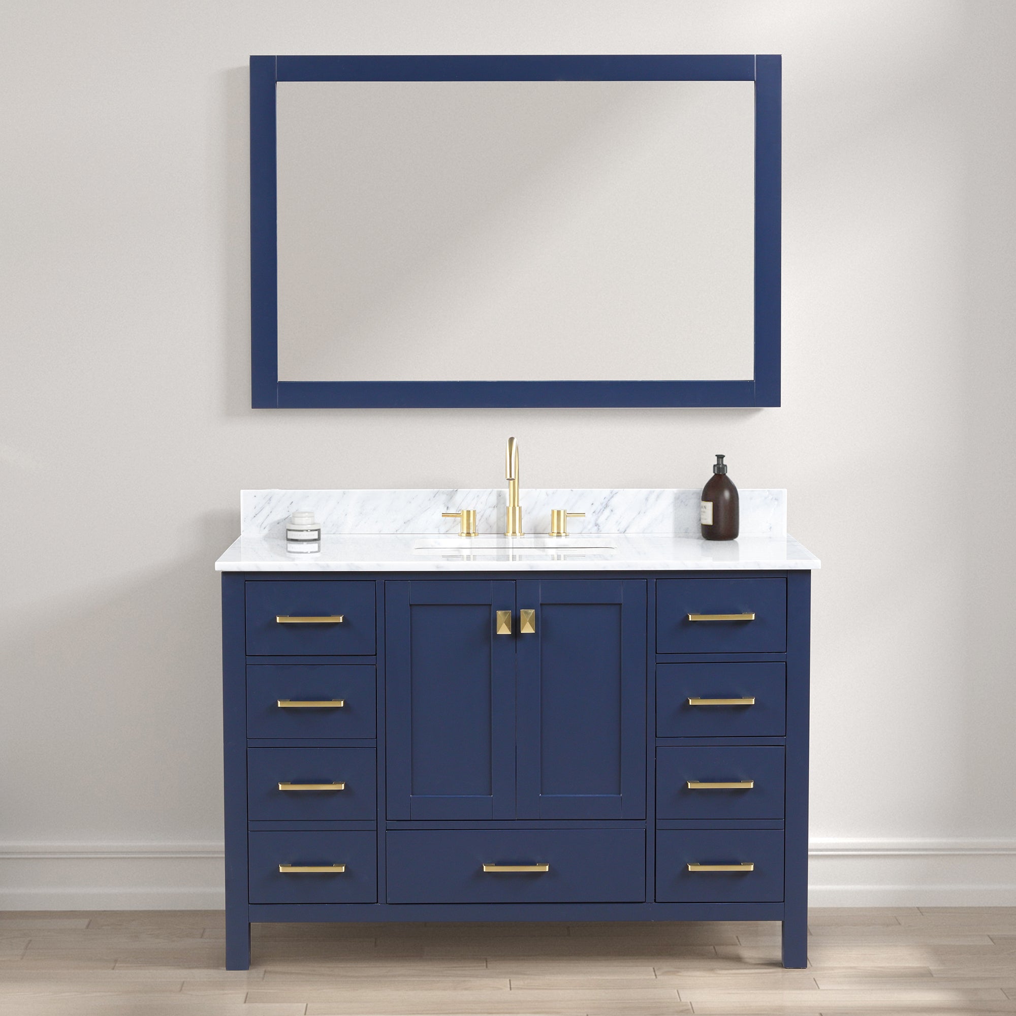 Geneva 48" Bathroom Vanity with Marble Countertop - Contemporary Bathroom Vanity