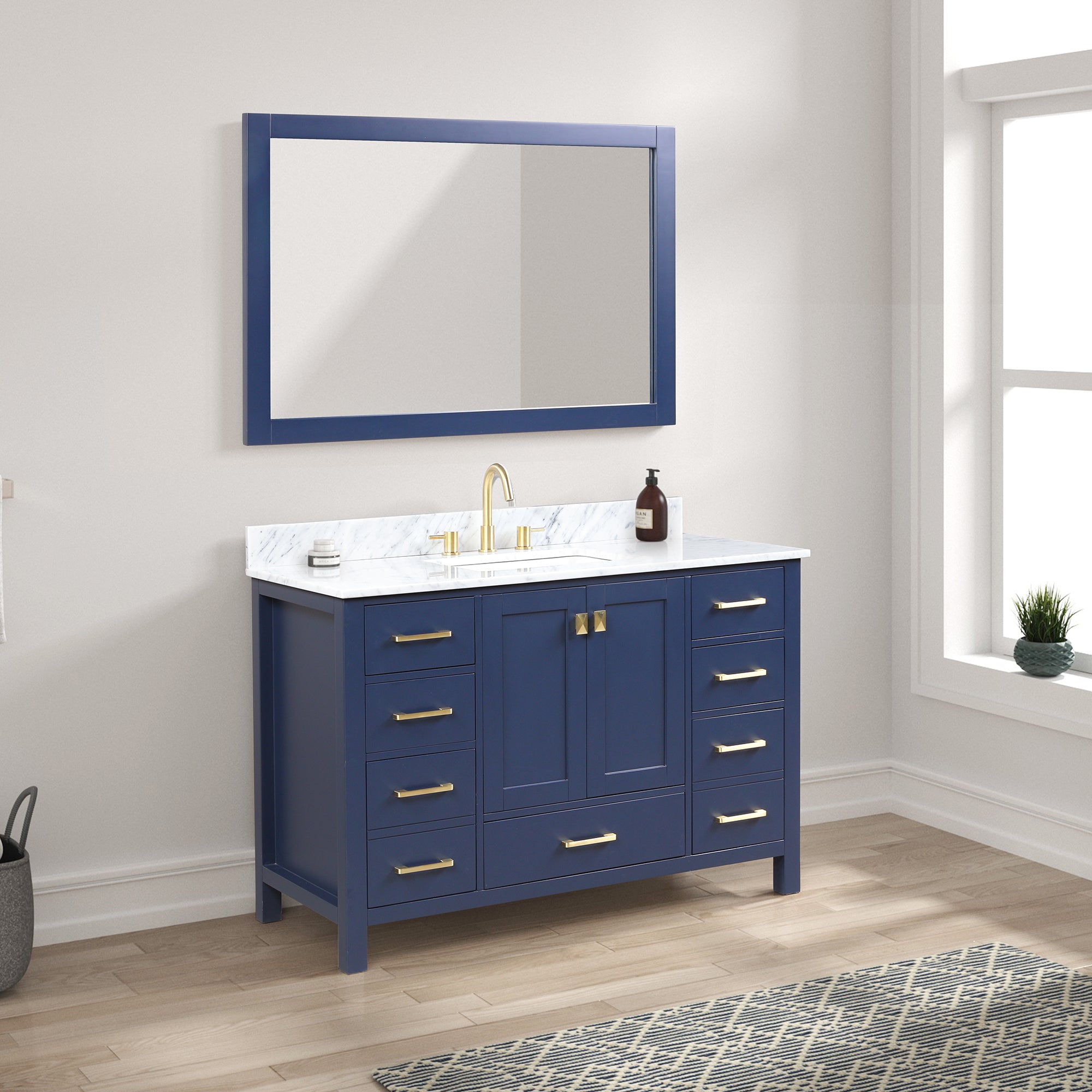 Geneva 48" Bathroom Vanity with Marble Countertop - Contemporary Bathroom Vanity