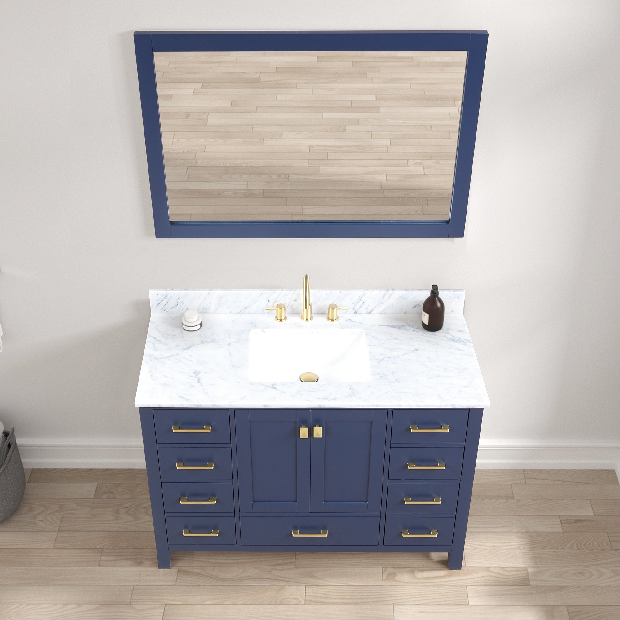 Geneva 48" Bathroom Vanity with Marble Countertop - Contemporary Bathroom Vanity