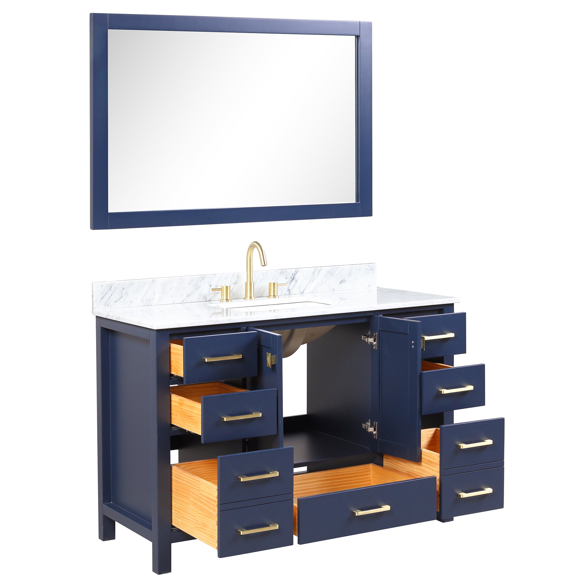 Geneva 48" Bathroom Vanity with Marble Countertop - Contemporary Bathroom Vanity