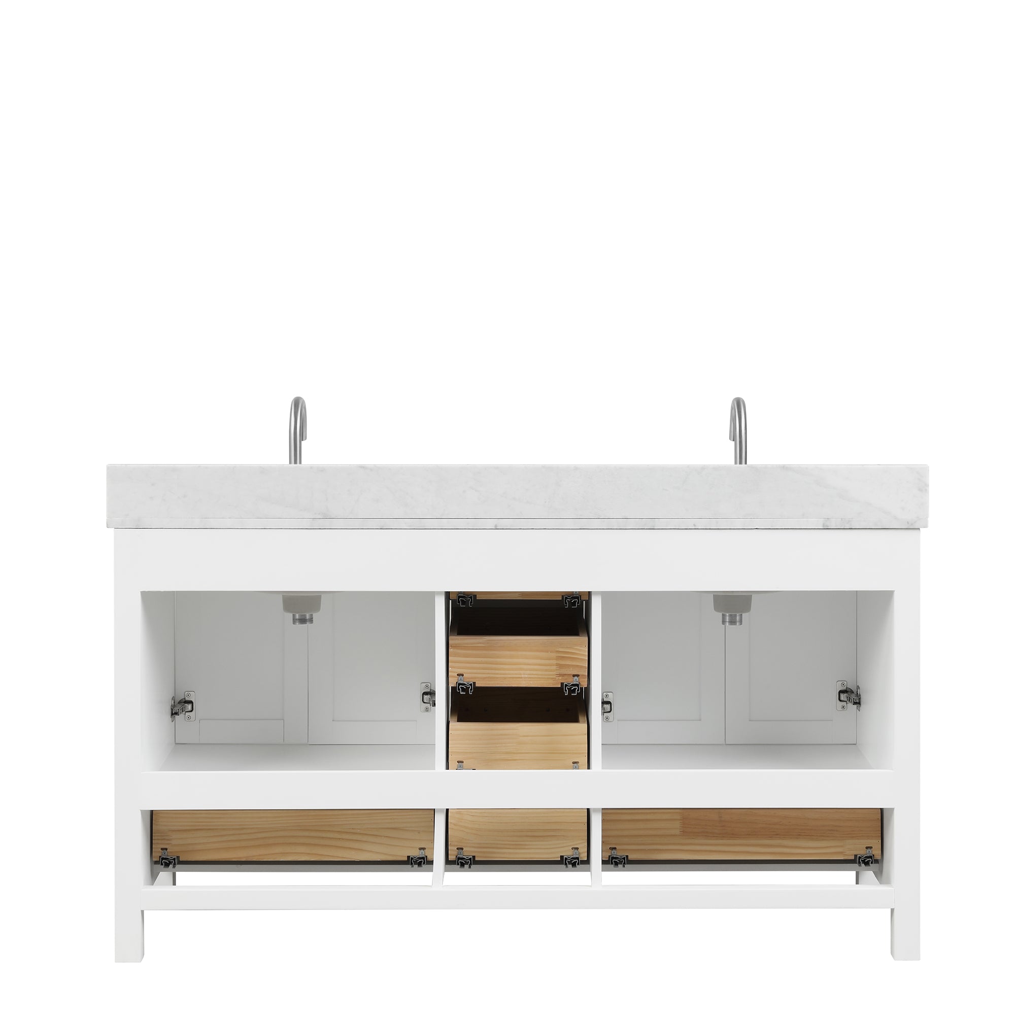 Geneva 60" Bathroom Vanity Double SInk with Marble Countertop - Contemporary Bathroom Vanity