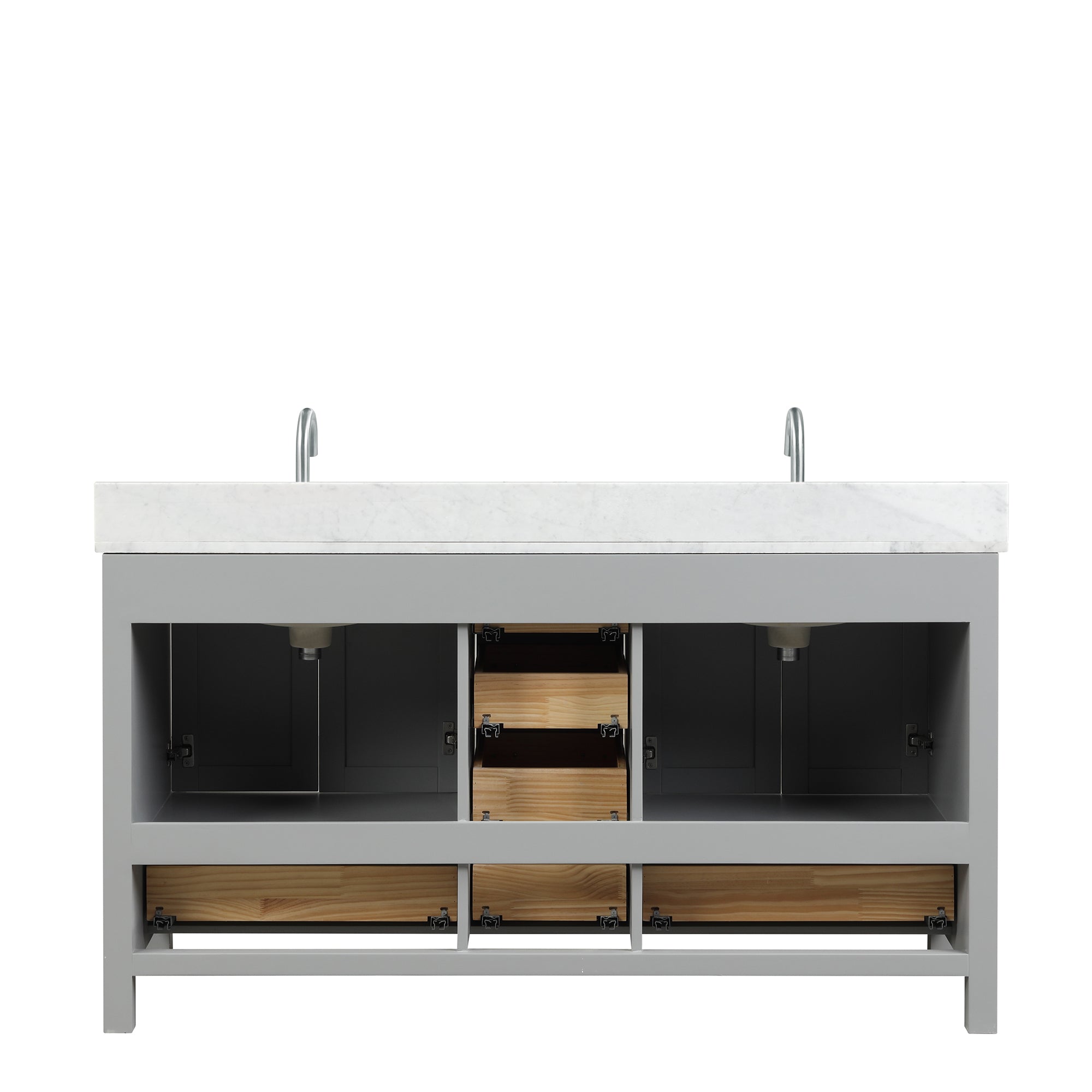 Geneva 60" Bathroom Vanity Double SInk with Marble Countertop - Contemporary Bathroom Vanity