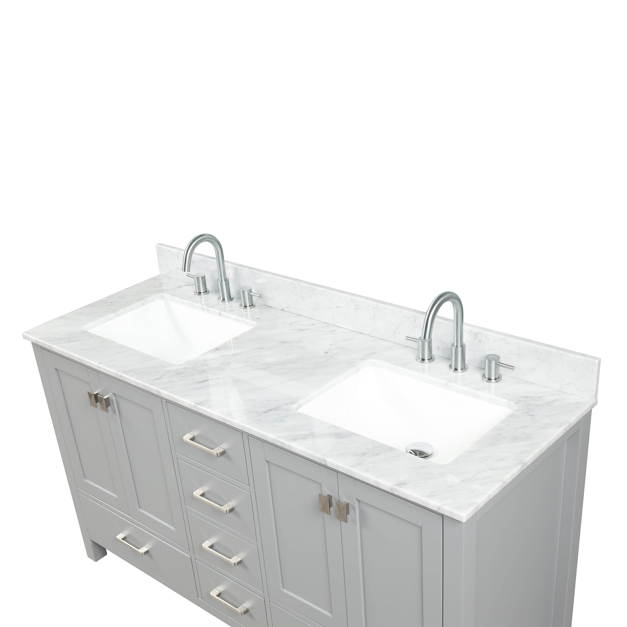 Geneva 60" Bathroom Vanity Double SInk with Marble Countertop - Contemporary Bathroom Vanity