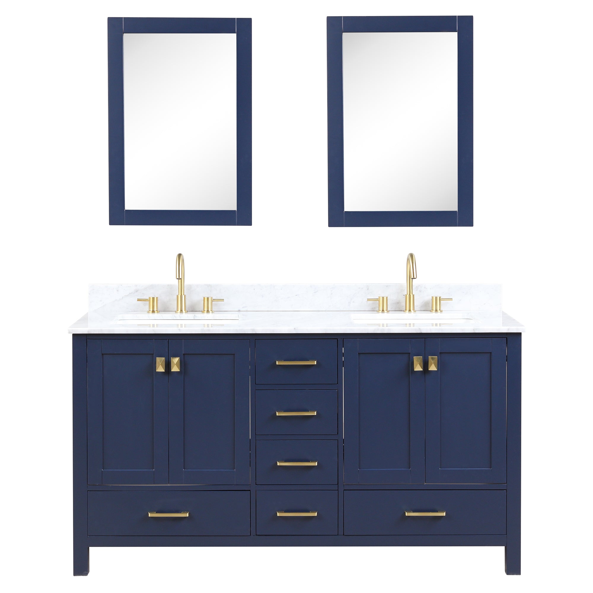 Geneva 60" Bathroom Vanity Double SInk with Marble Countertop - Contemporary Bathroom Vanity