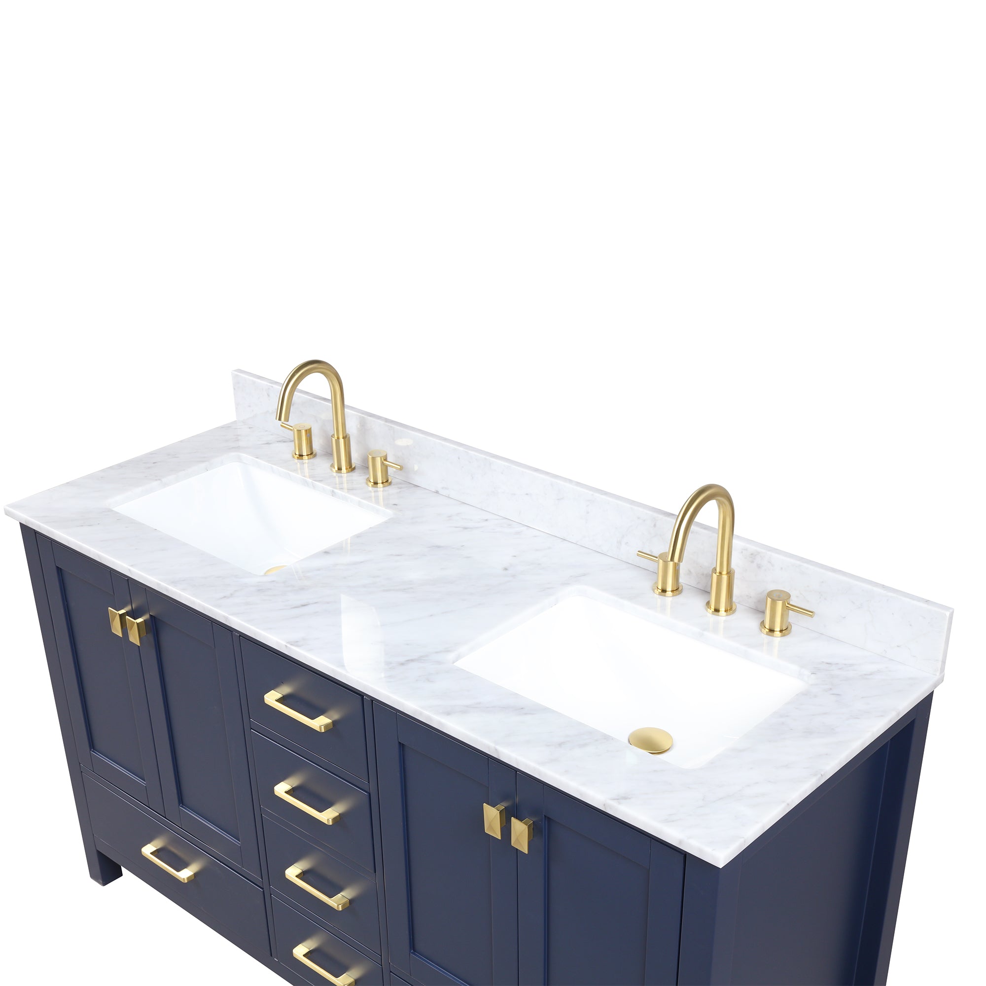 Geneva 60" Bathroom Vanity Double SInk with Marble Countertop - Contemporary Bathroom Vanity