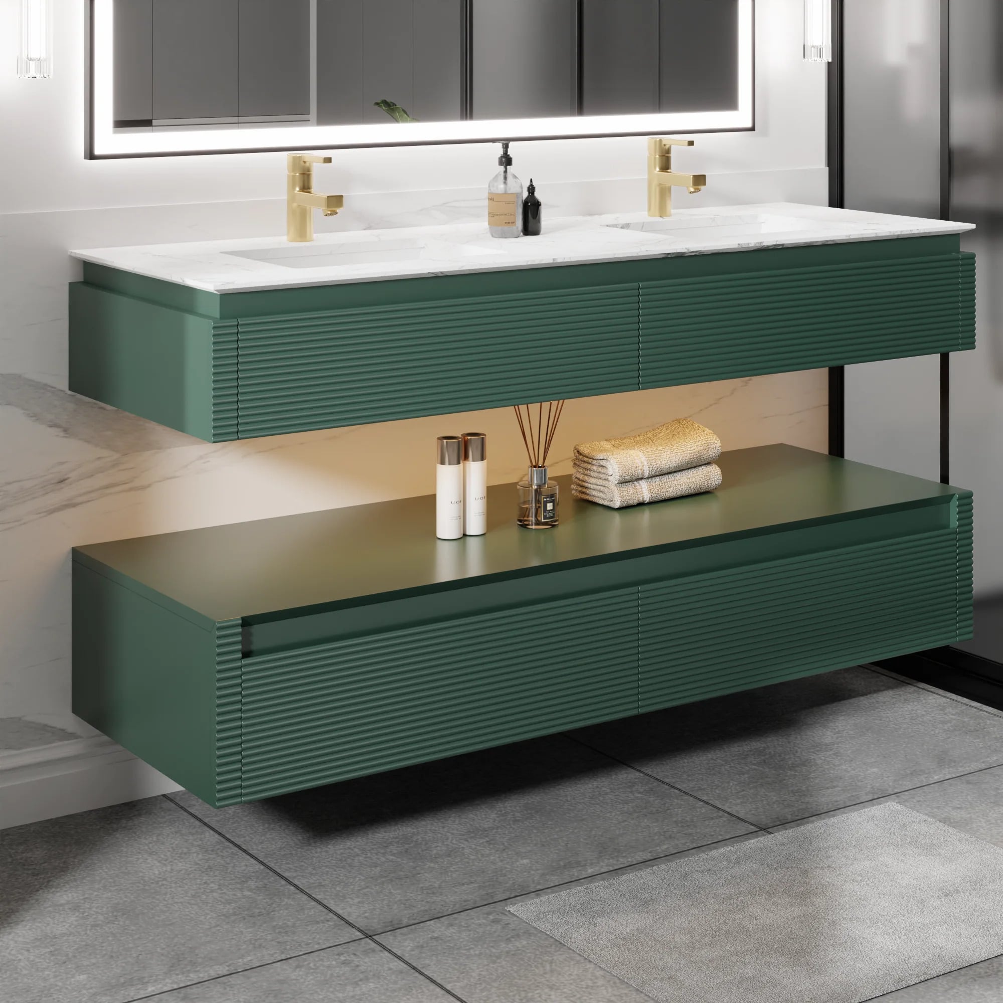 Segeo 60 inch solid wood bathroom vanity
