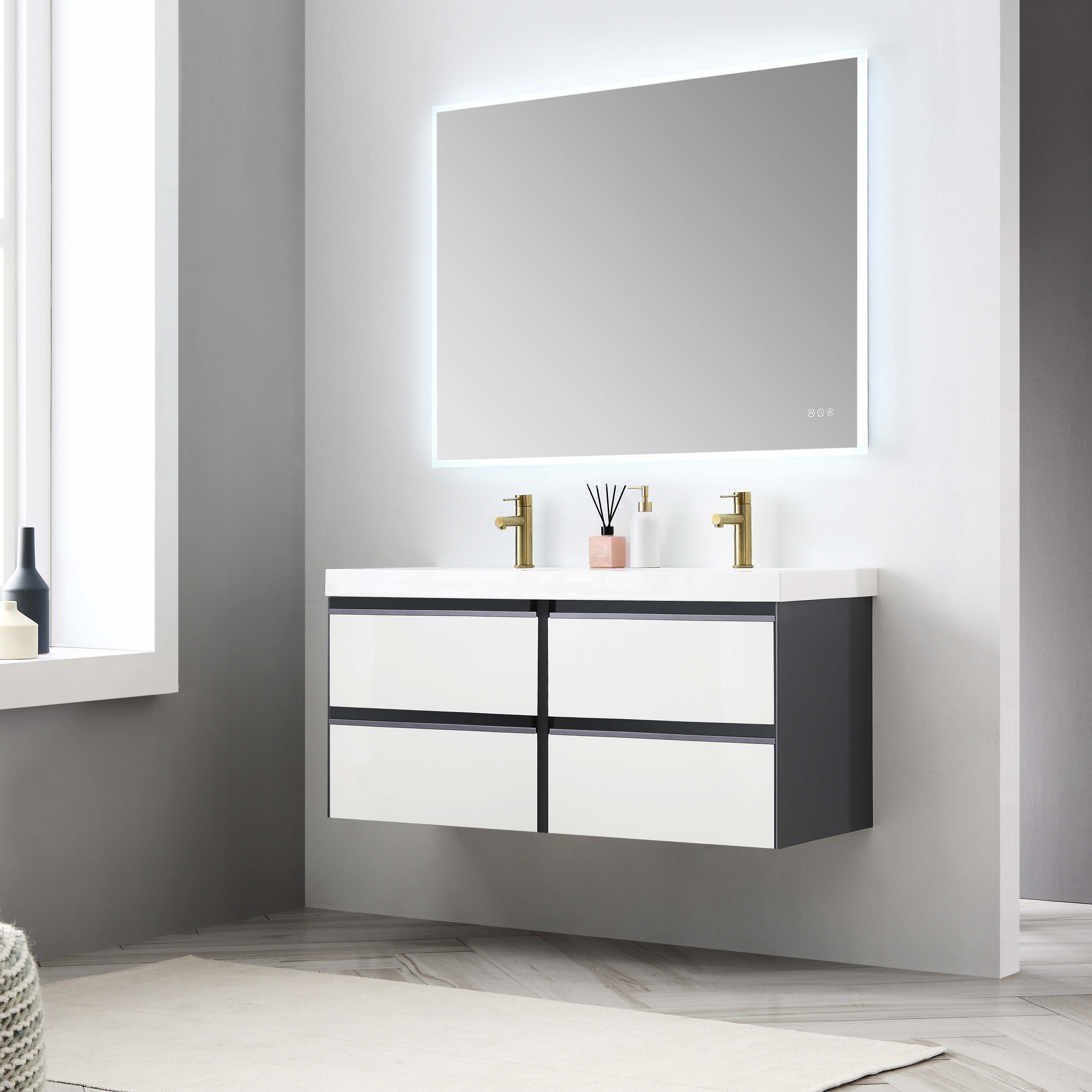 Berlin 48 inch Wall Mounted Vanity with double sinks