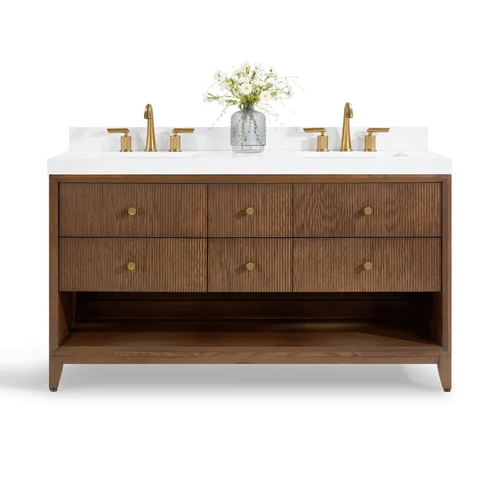 Momo 60" Bath Vanity Set with Alpine White Quartz Top