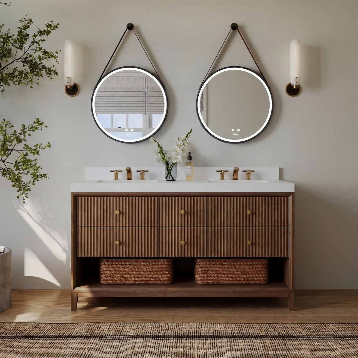 Momo 60" Bath Vanity Set with Alpine White Quartz Top