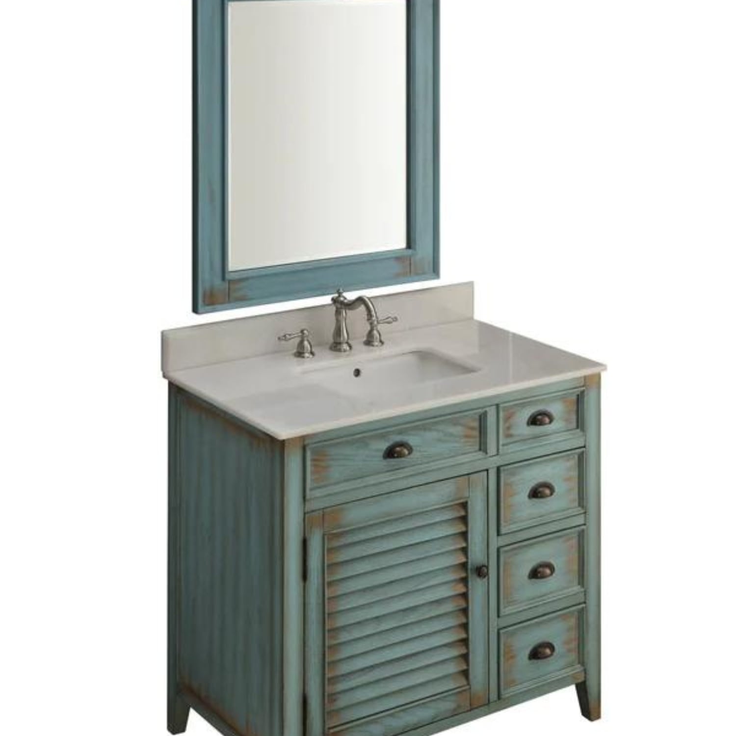 Abbeville 36" Distressed Blue Vanity - Traditional Bathroom Vanity