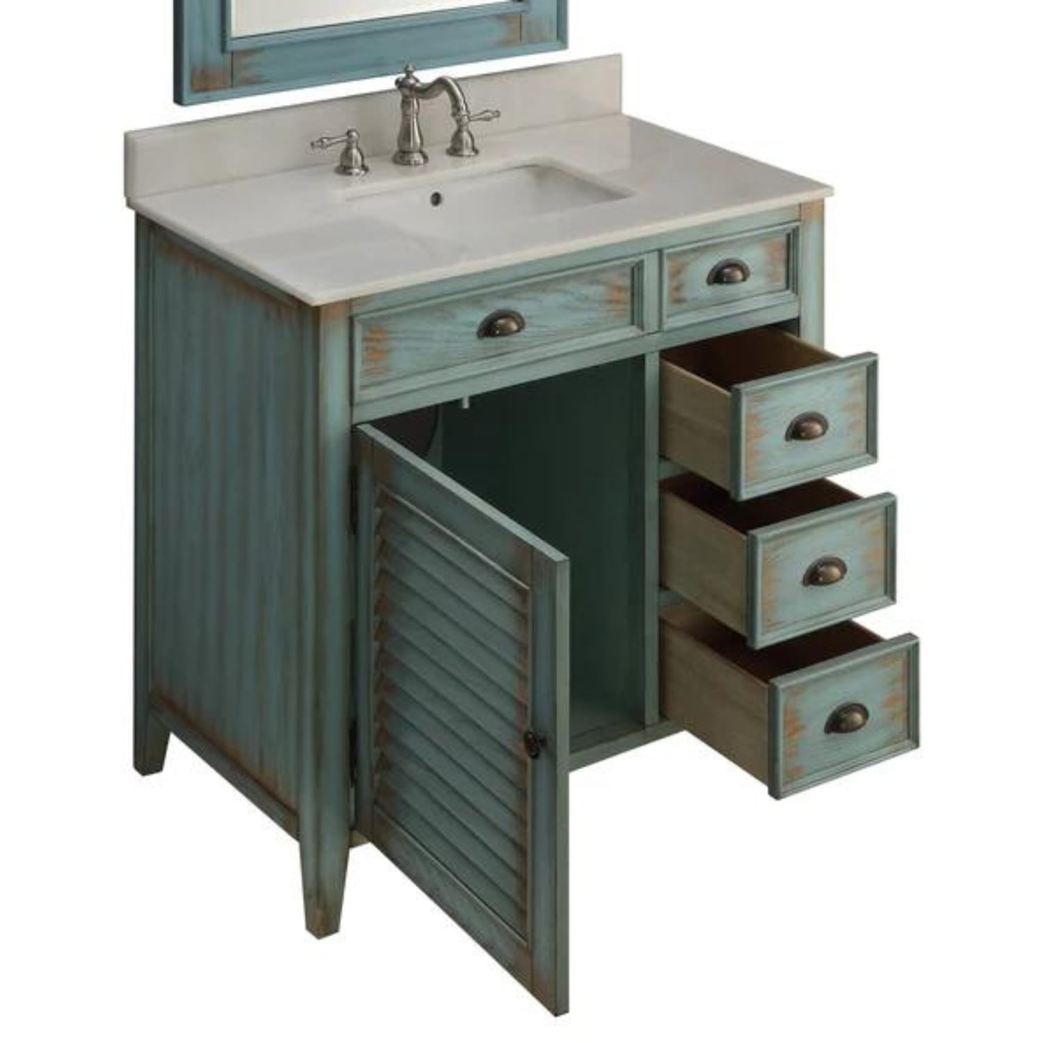 Abbeville 36" Distressed Blue Vanity with Sink - Traditional Bathroom Vanity